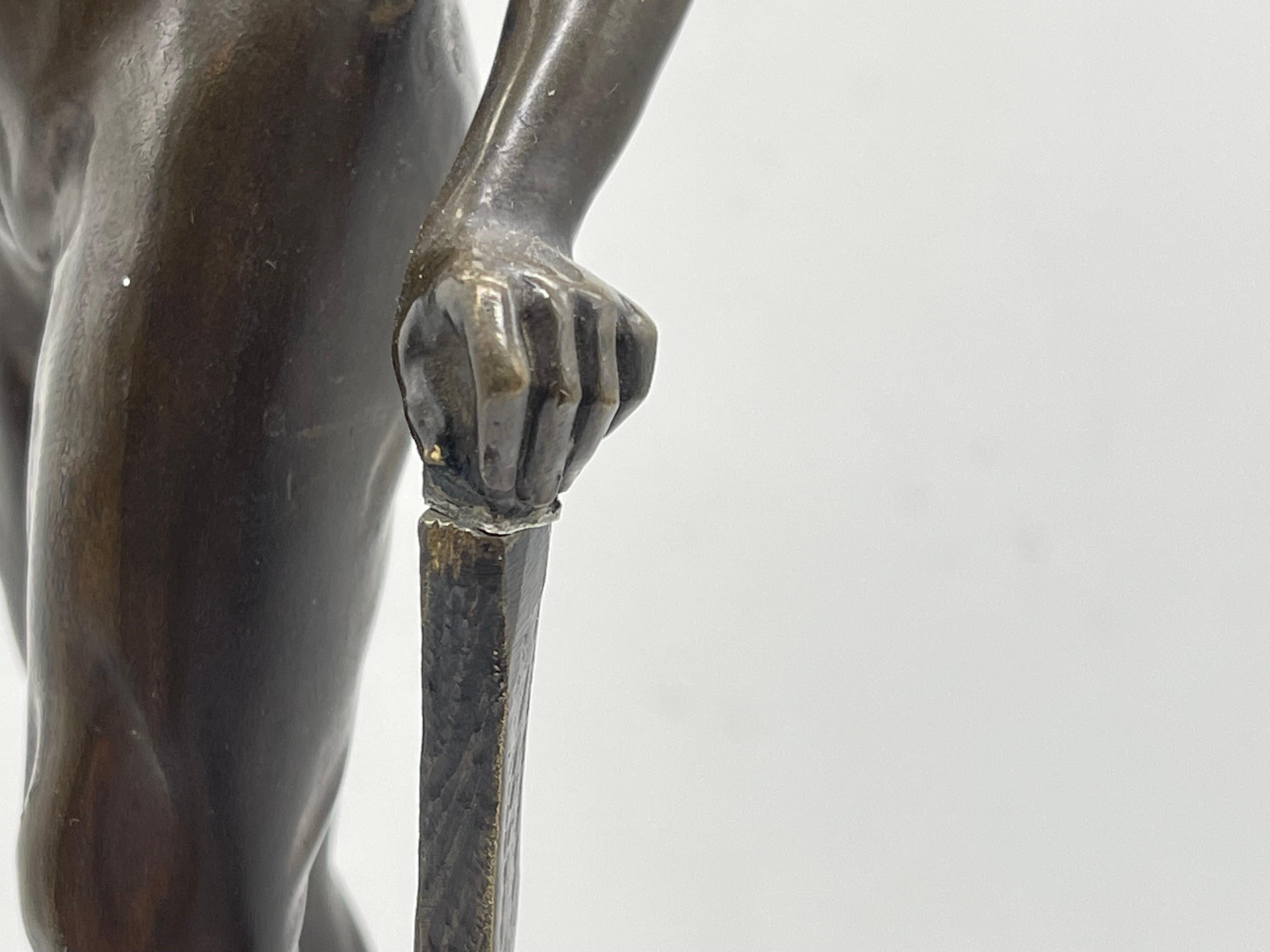 Bronzeskulptur / Figur Miner auf Marmorsockel, wahrscheinlich Deutschland im Angebot 8