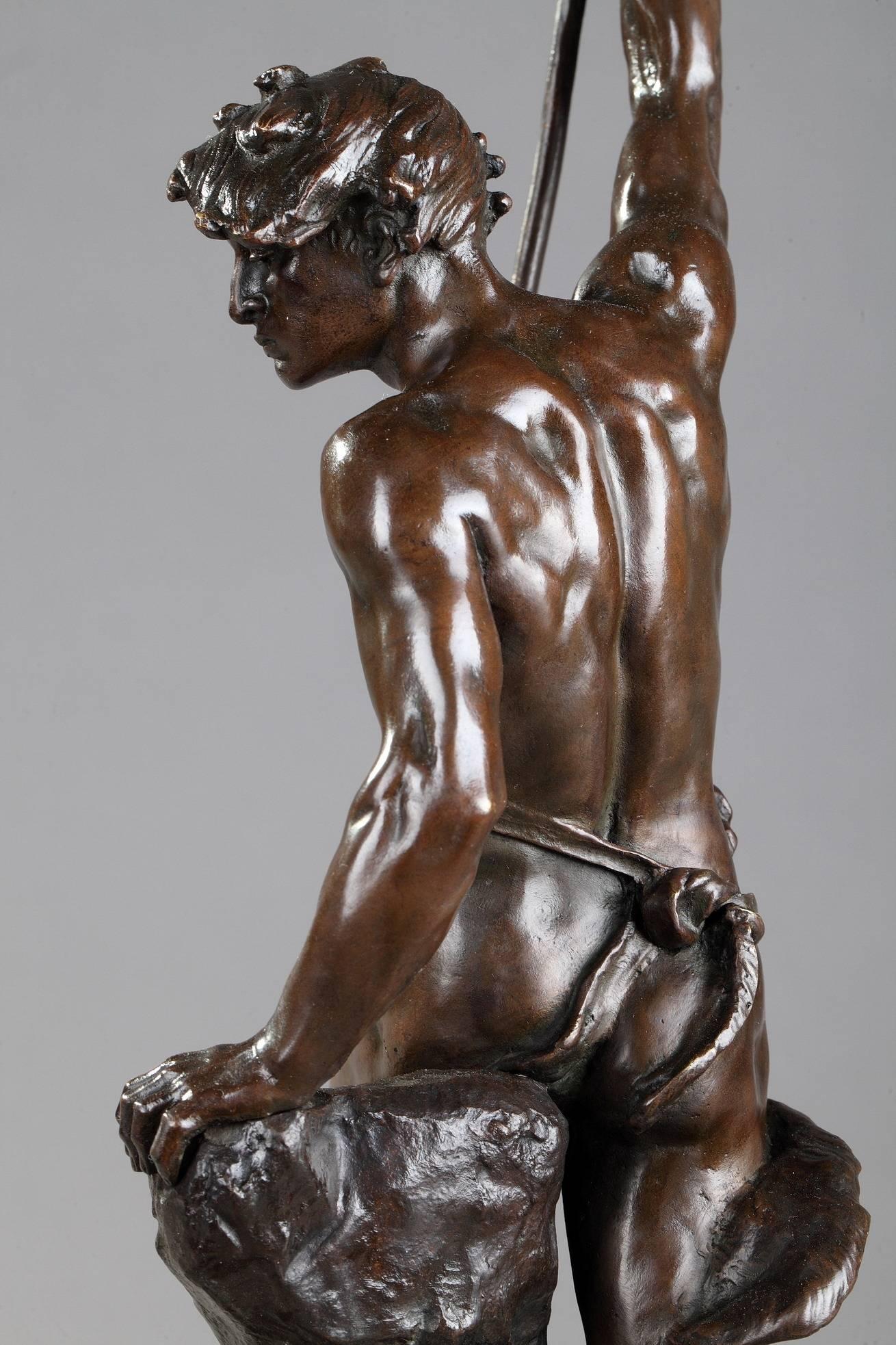 Bronze Sculpture Fisherman with Harpoon by Ernest Justin Ferrand 4