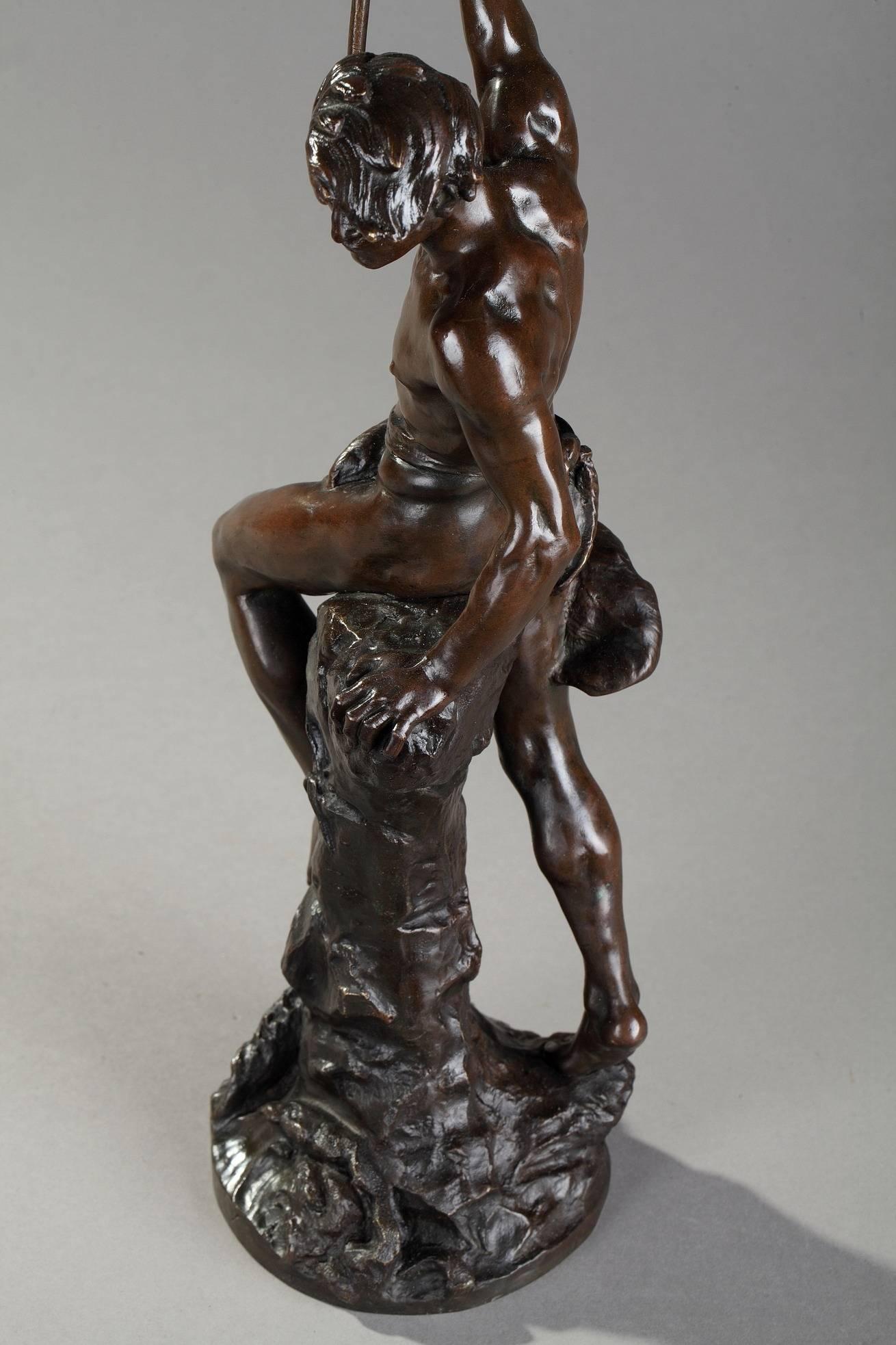 Bronze Sculpture Fisherman with Harpoon by Ernest Justin Ferrand 5