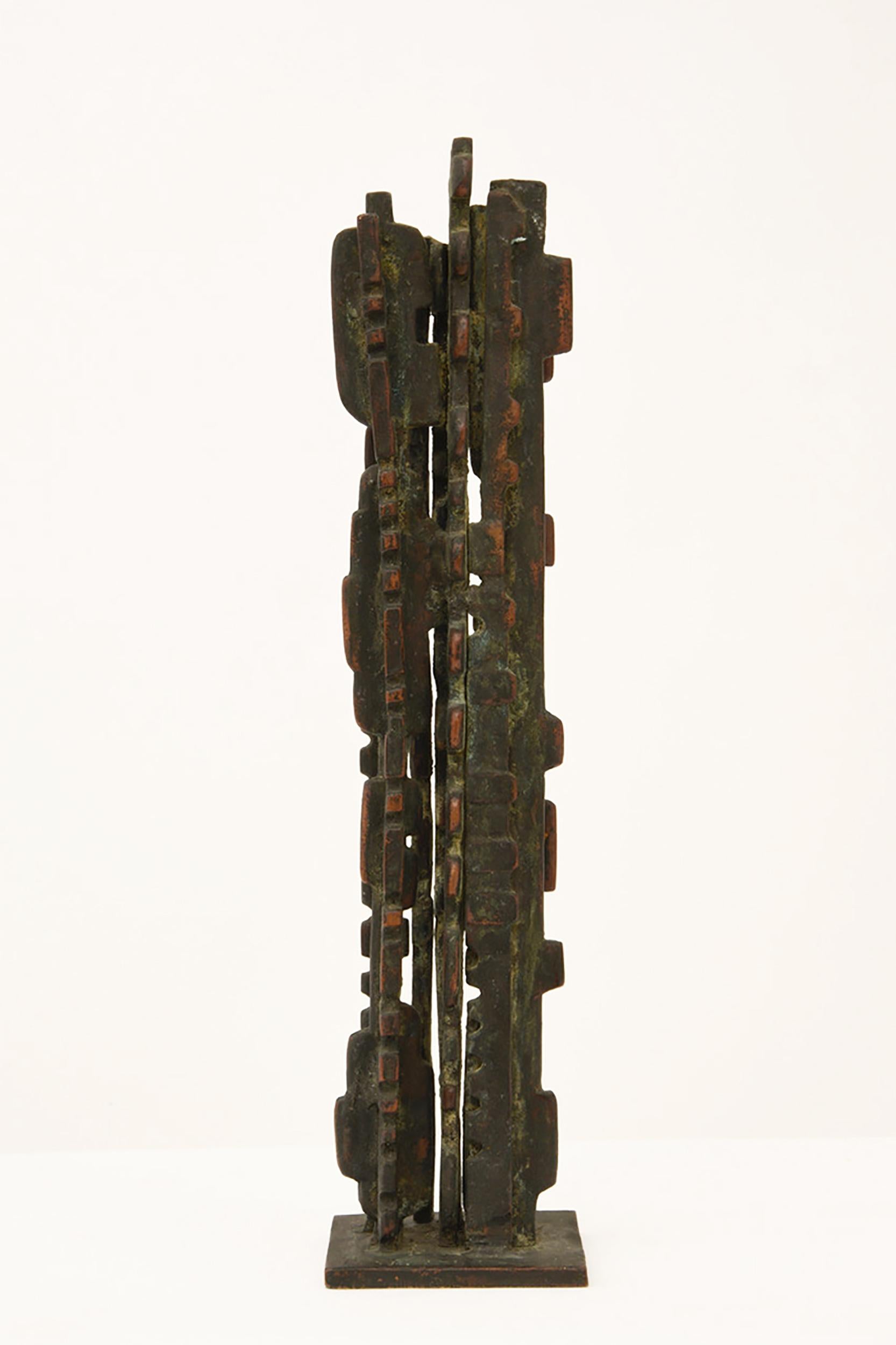 This bronze sculpture is by François Stahly made circa 1960. This piece is a small model of the larger 
