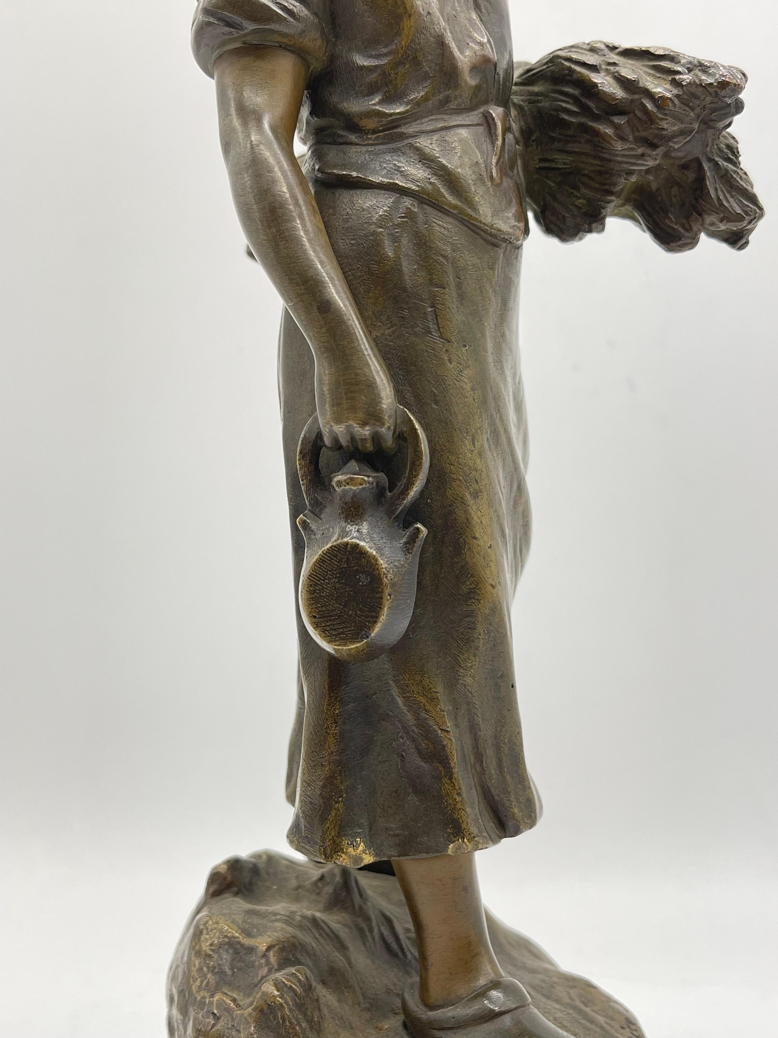 Bronze sculpture Glaneuse signed Maurice Constant around 1890 For Sale 7