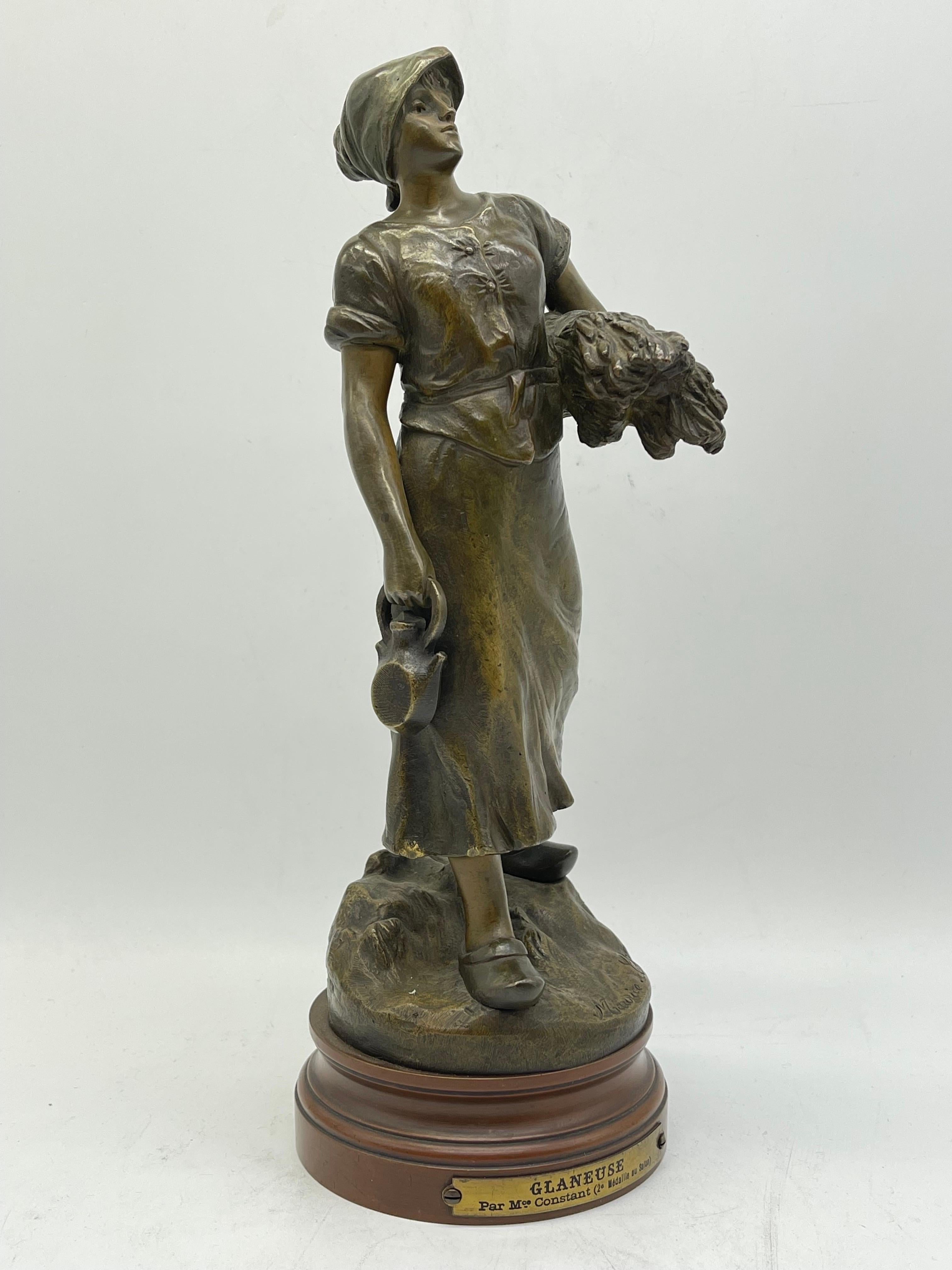 Bronze sculpture Glaneuse signed Maurice Constant around 1890 For Sale 8