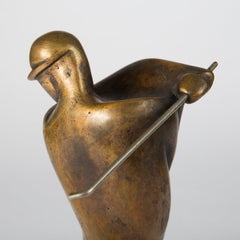 Bronzeskulptur „ Golfer“ aus Bronze auf grünem Marmorsockel. Levan Vardosanidze. 1990er-Jahre.