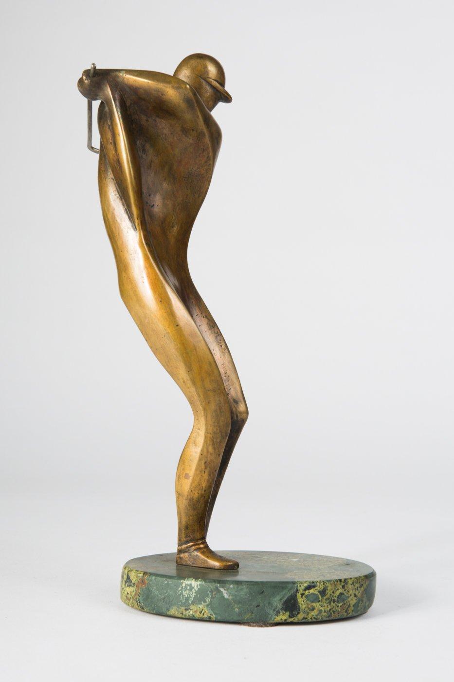 Bronzeskulptur „ Golfer“ aus Bronze auf grünem Marmorsockel. Levan Vardosanidze. 1990er-Jahre. im Angebot 1