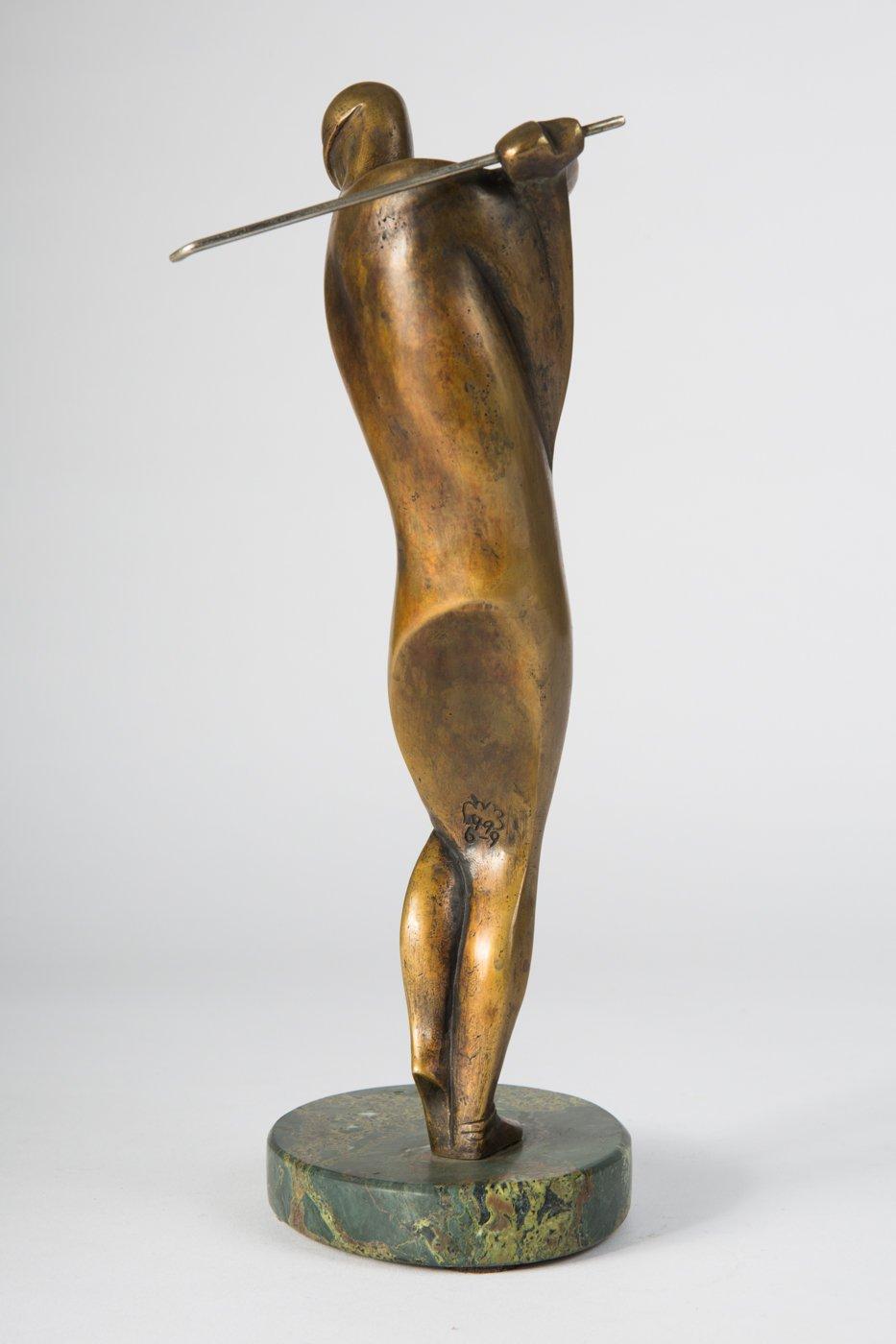 Bronzeskulptur „ Golfer“ aus Bronze auf grünem Marmorsockel. Levan Vardosanidze. 1990er-Jahre. im Angebot 2
