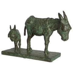 Bronze Sculpture Group "Donkey and Foal" by Carl Lewis Pappe