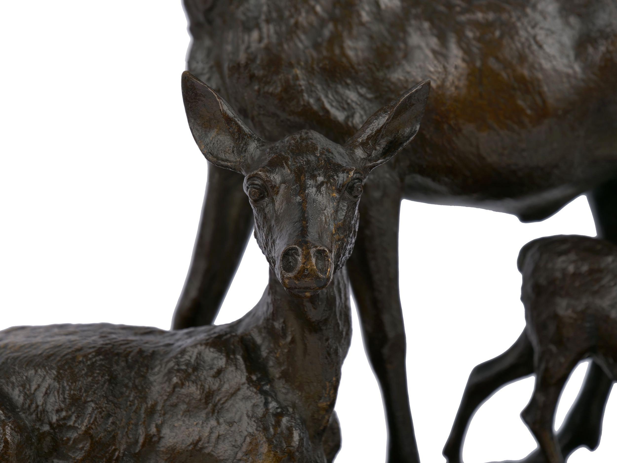 Bronze Sculpture Group “Family of Deer” by Christophe Fratin & Debraux Foundry 6