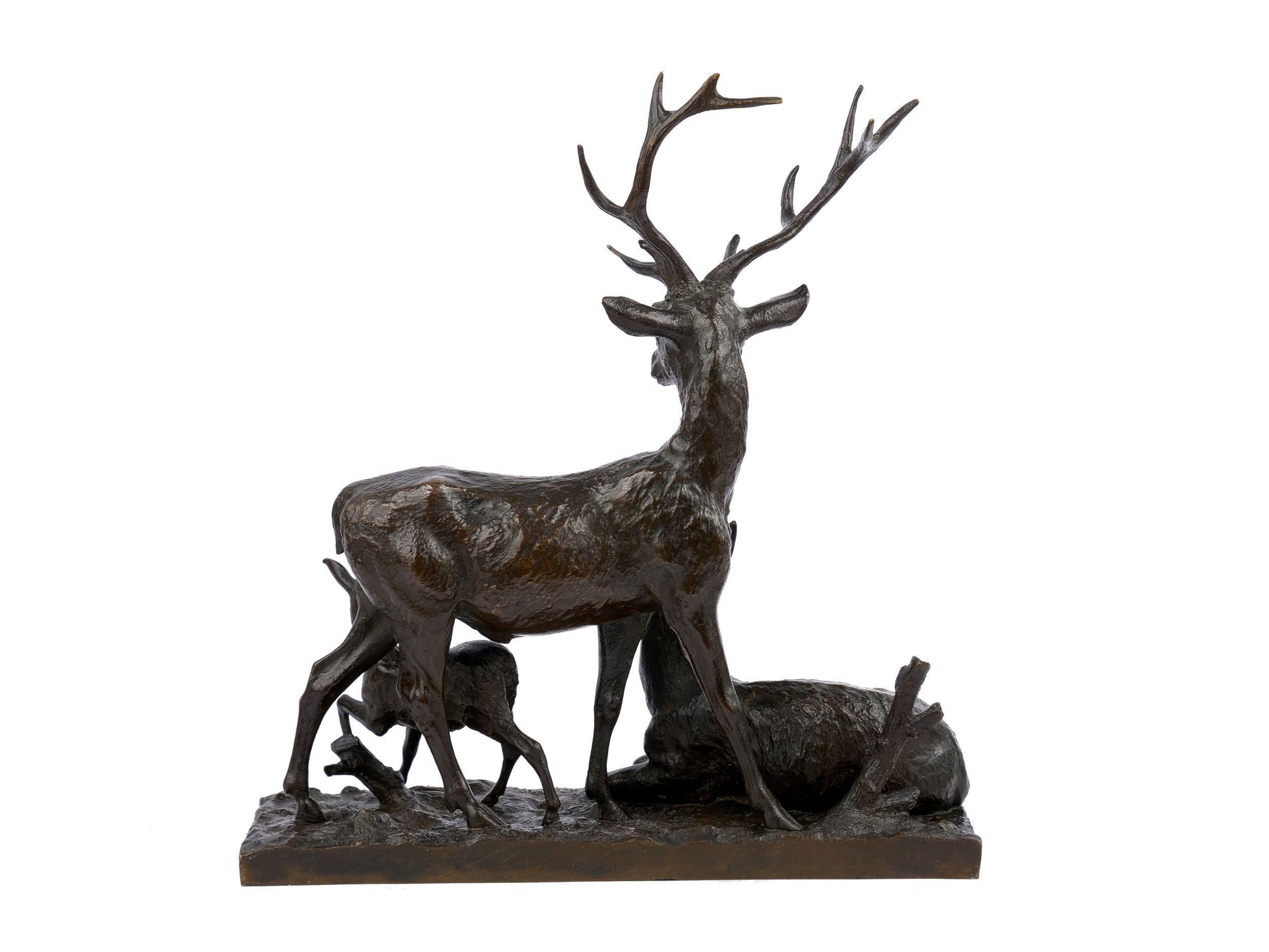 Bronze Sculpture Group “Family of Deer” by Christophe Fratin & Debraux Foundry 1