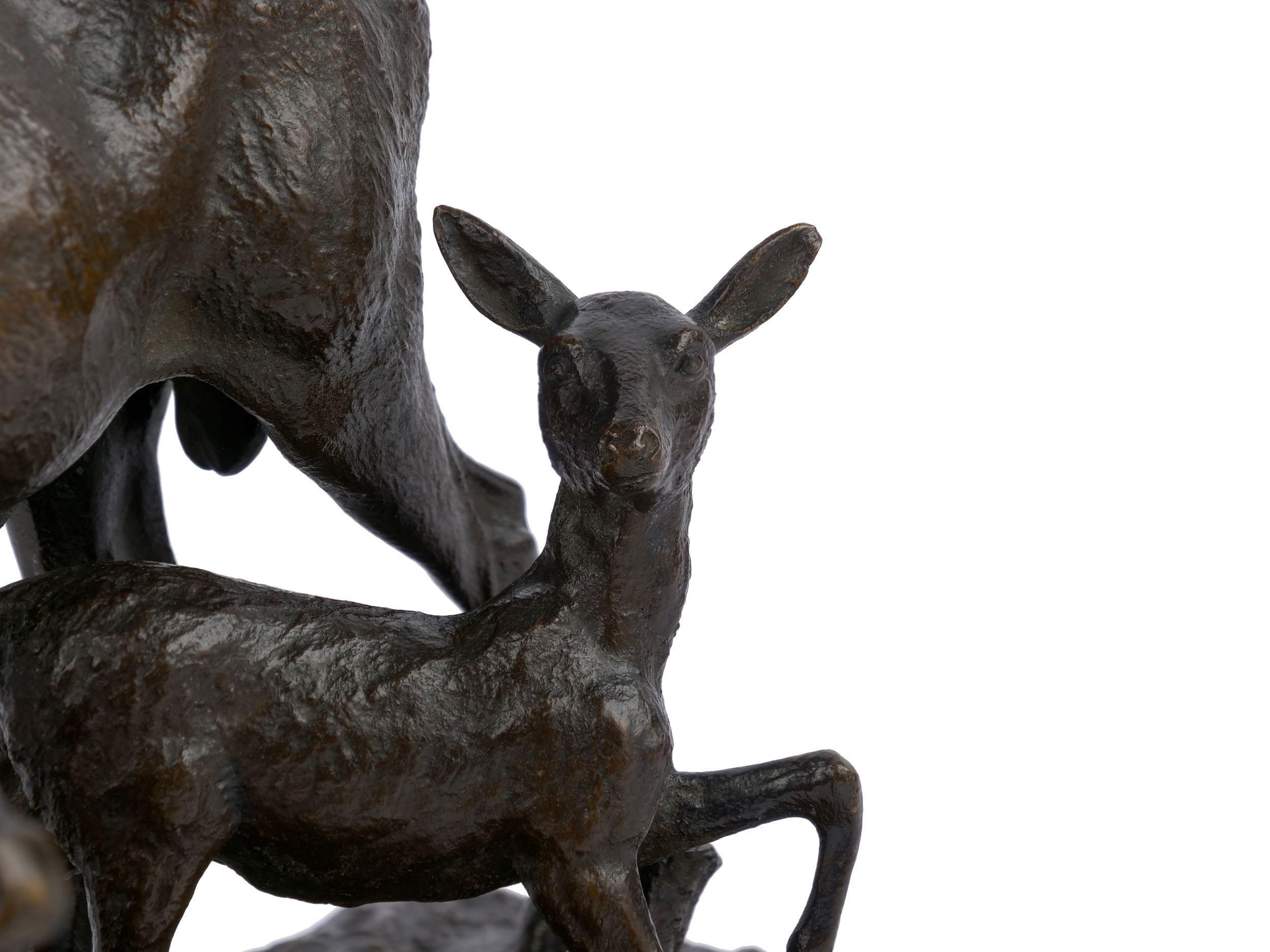 Bronze Sculpture Group “Family of Deer” by Christophe Fratin & Debraux Foundry 3