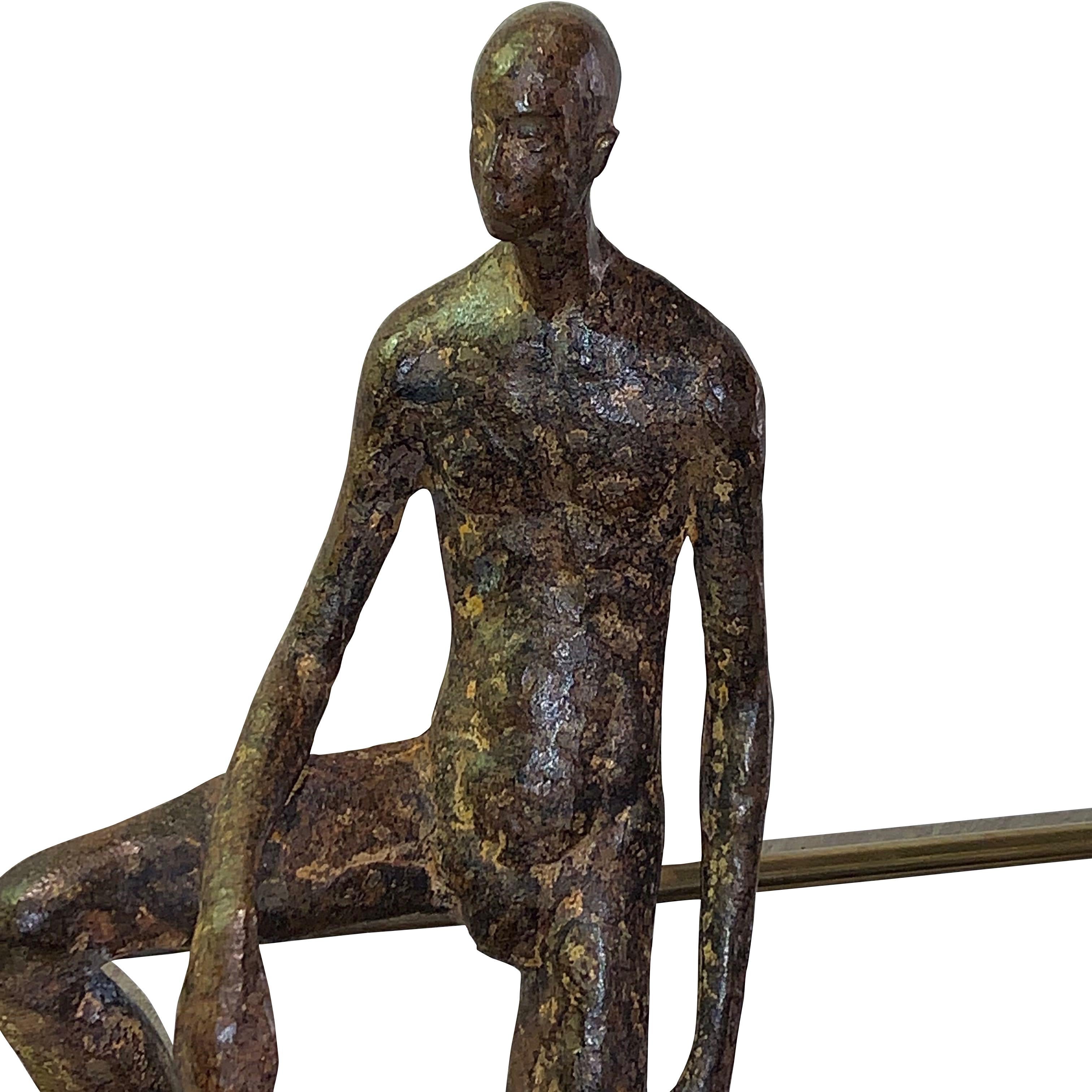 Bronze Sculpture Half Seated Man, Germany, Contemporary In New Condition In New York, NY
