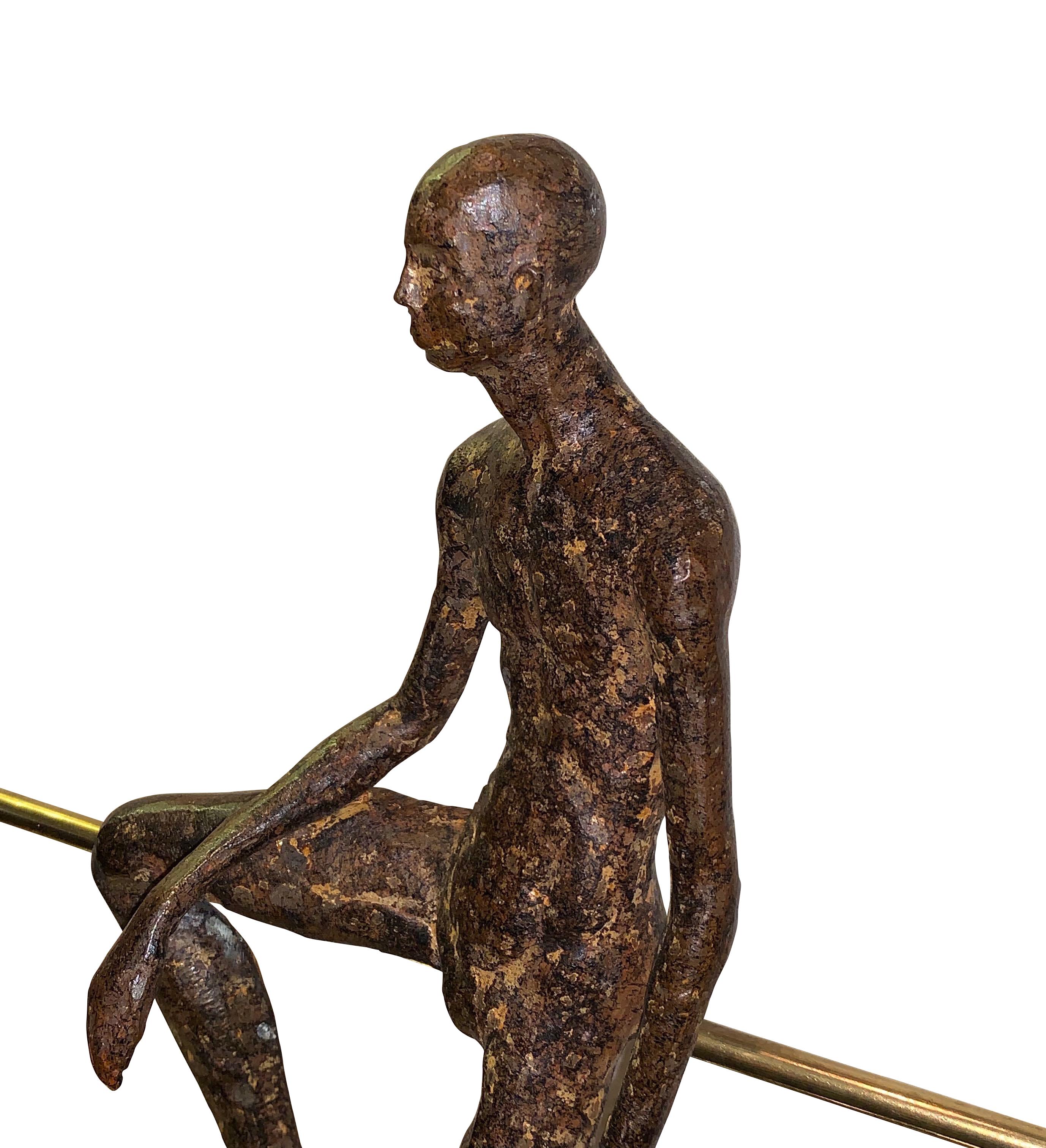 Bronze Sculpture Half Seated Man, Germany, Contemporary 1