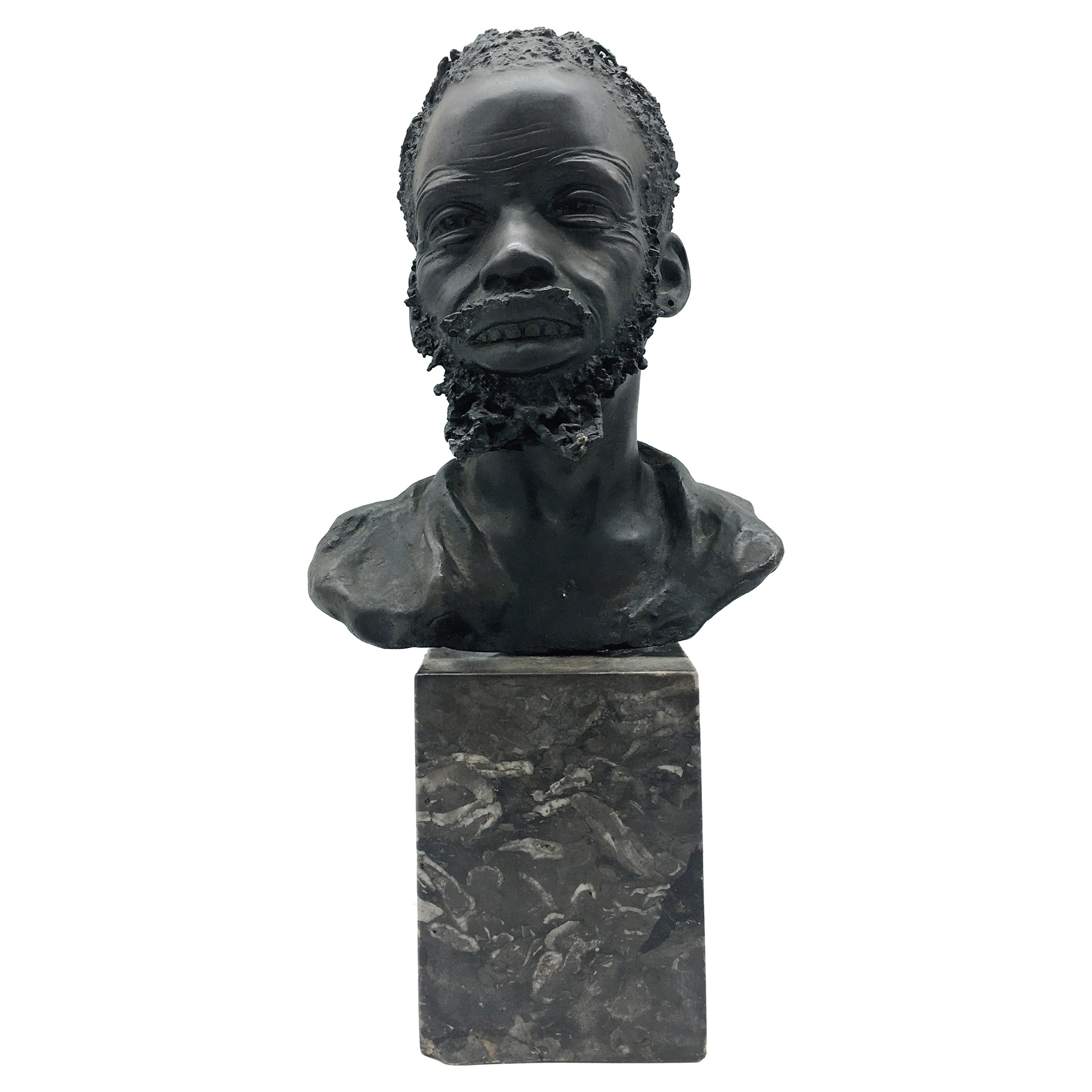 Bronze Sculpture "Head of an African Man" Signed A. Neiviller