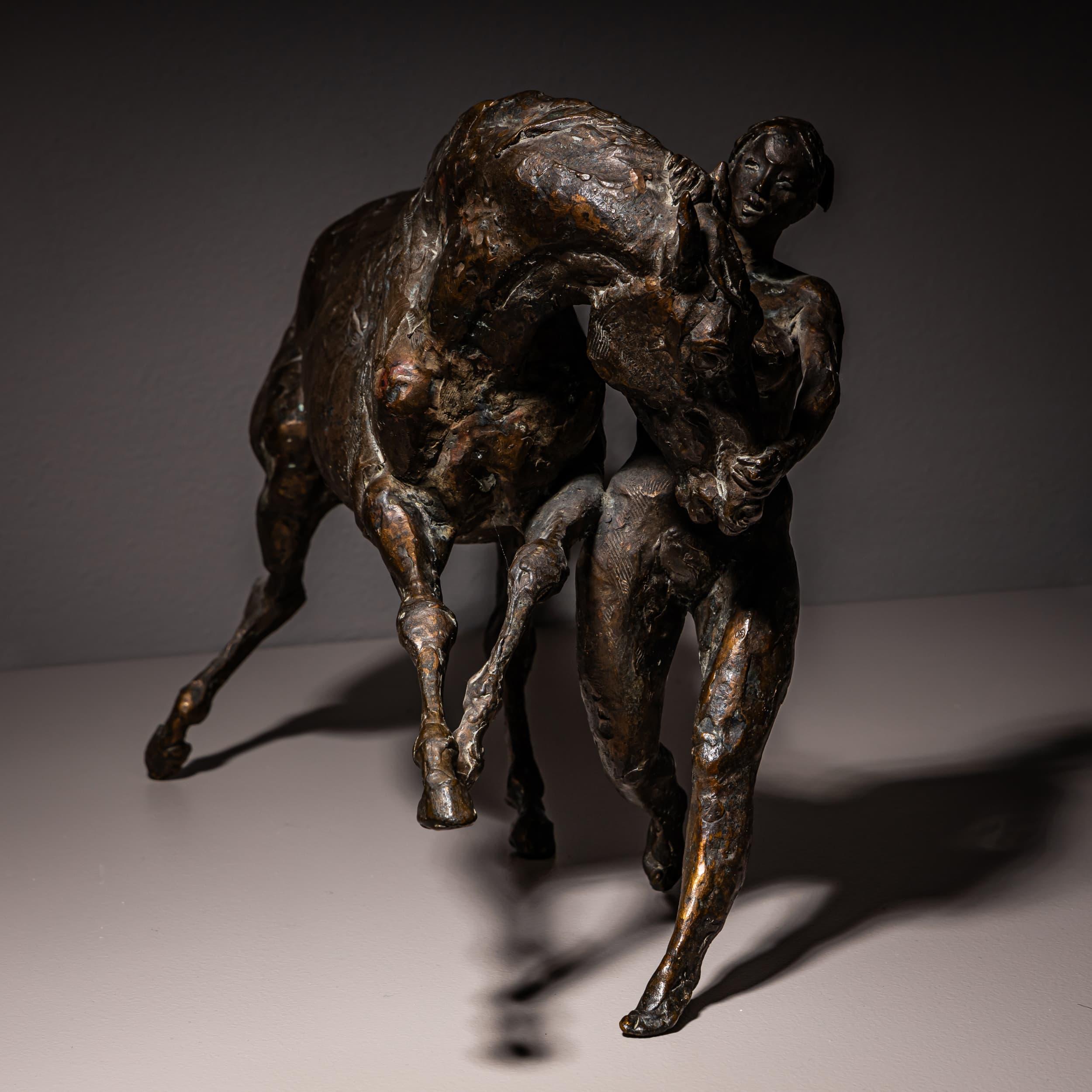 Bronze Sculpture, Horse with Female Nude, Probably Early 20th Century In Good Condition For Sale In Greding, DE