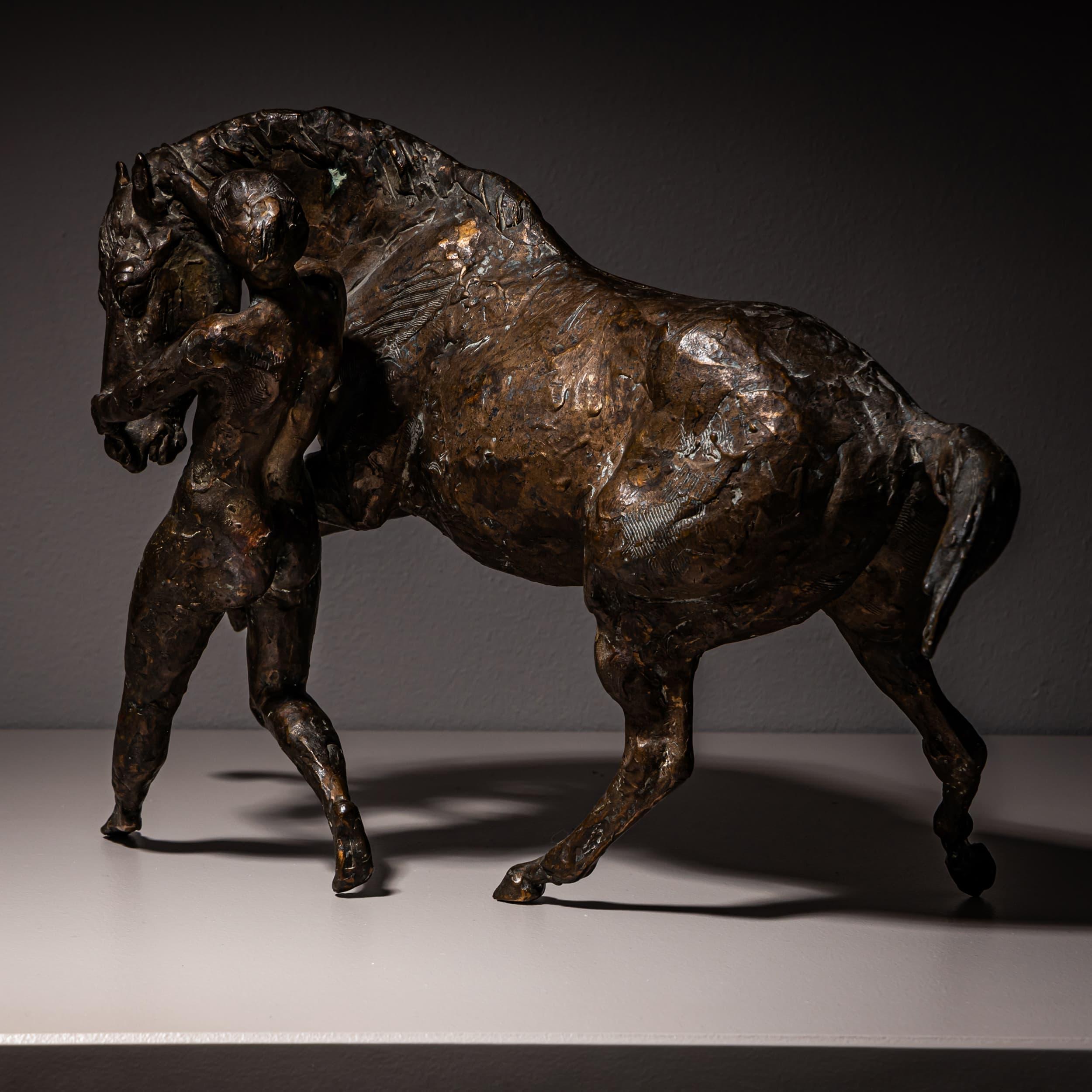 Bronze Sculpture, Horse with Female Nude, Probably Early 20th Century For Sale 1