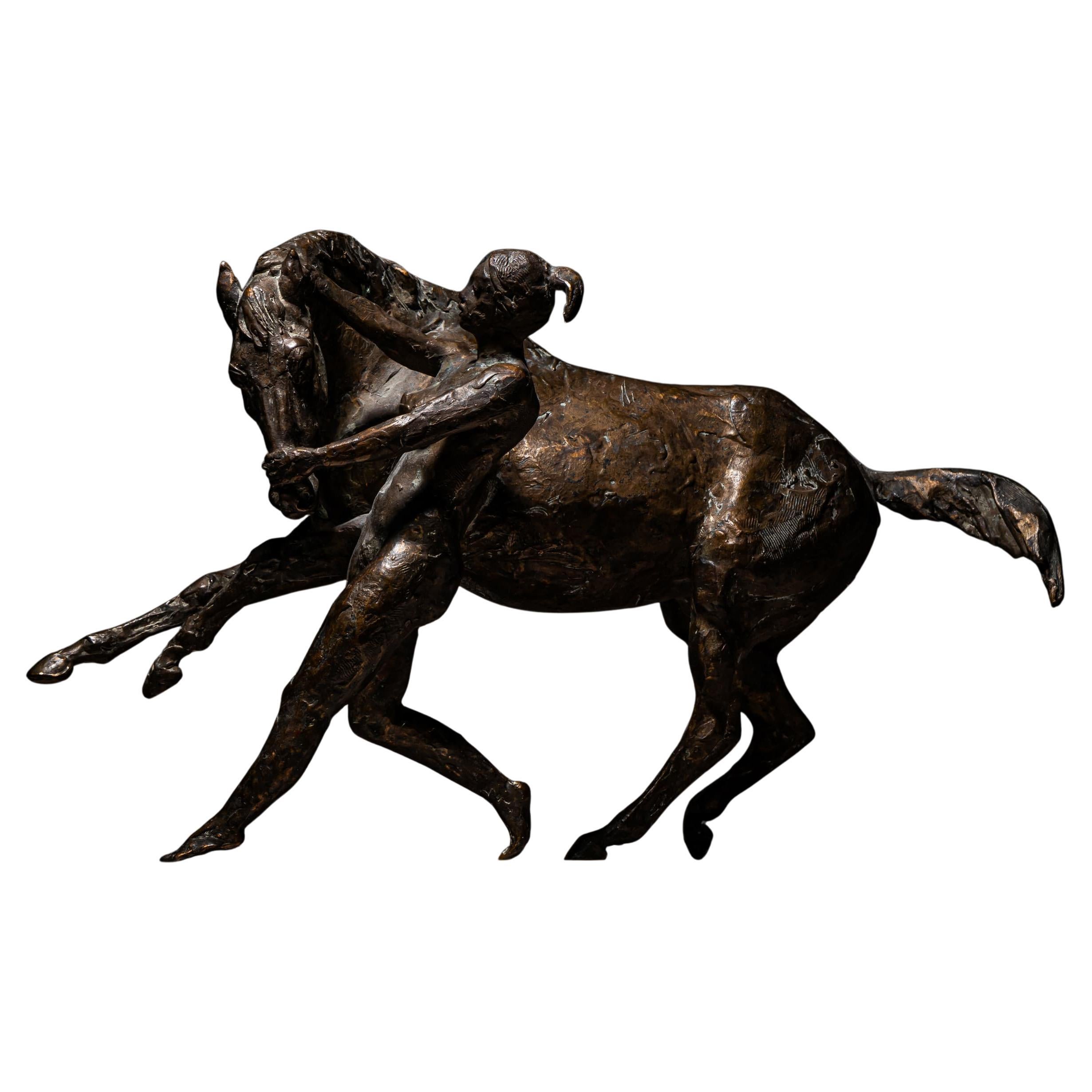 Bronze Sculpture, Horse with Female Nude, Probably Early 20th Century For Sale