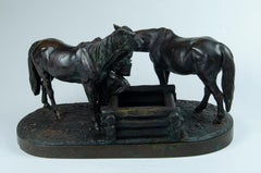 Russian bronze sculpture Horses Drinking 'A.M. Bonegor '