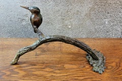 Bronze Sculpture Hummingbird on Branch by Denis Mathews