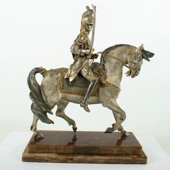 Scultura in bronzo "CUIRASSIER IMPERIALE FRANCESE 1804" - Italia metà del XIX secolo