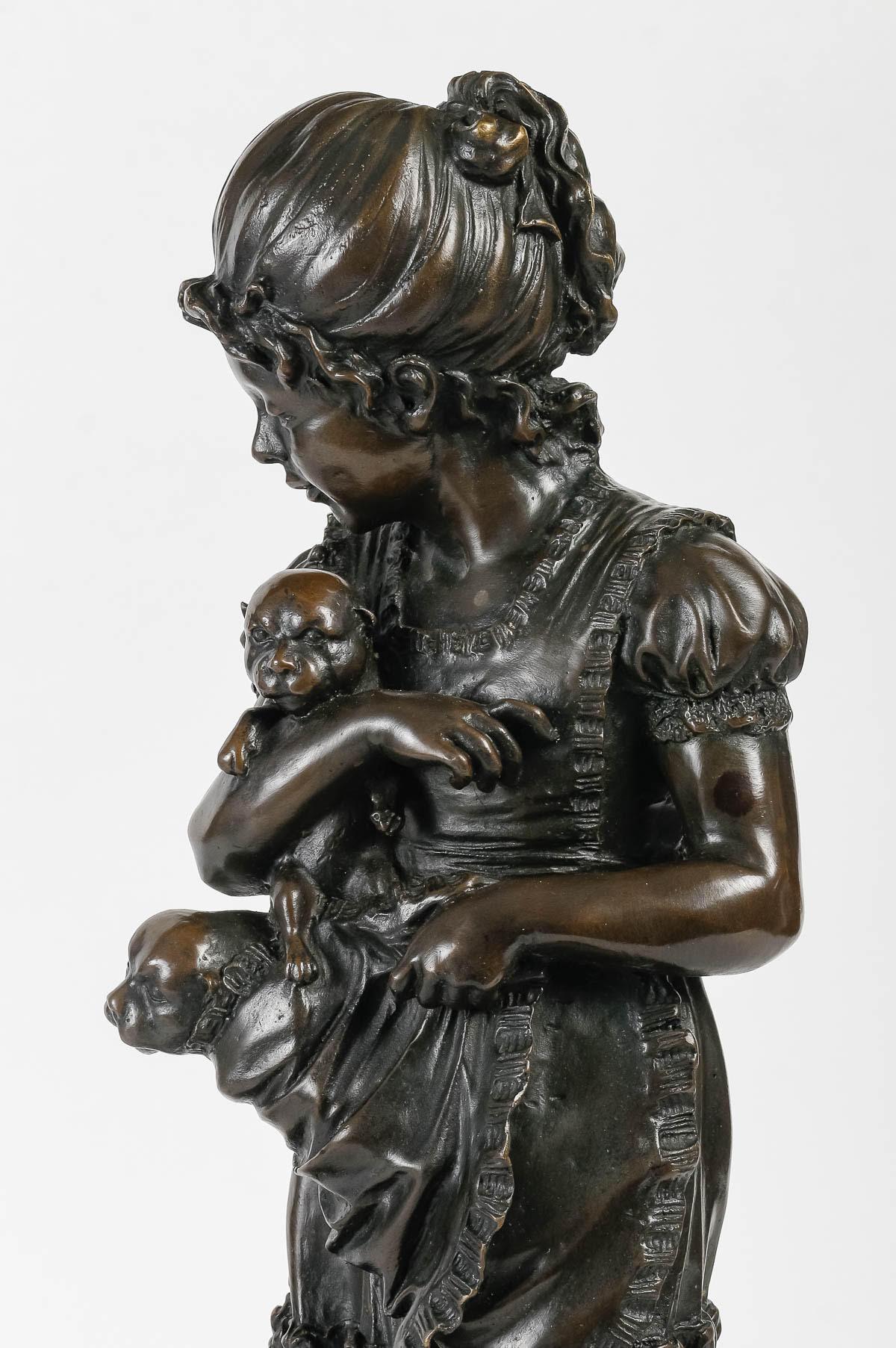 Bronze Sculpture in the Romantic Style, 20th Century. For Sale 5