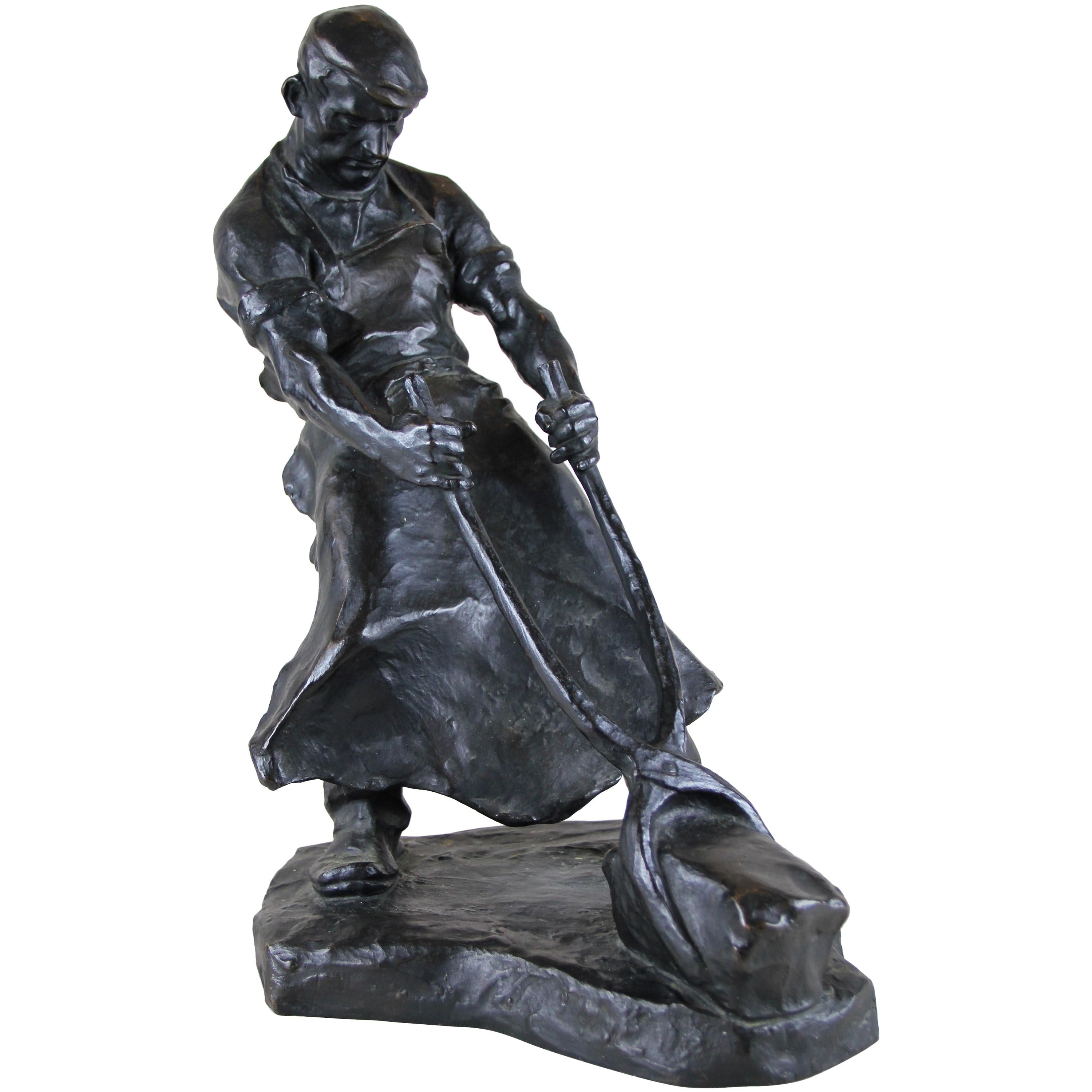 Bronze Sculpture "Ironworker" by Hans Müller, Austria, circa 1910