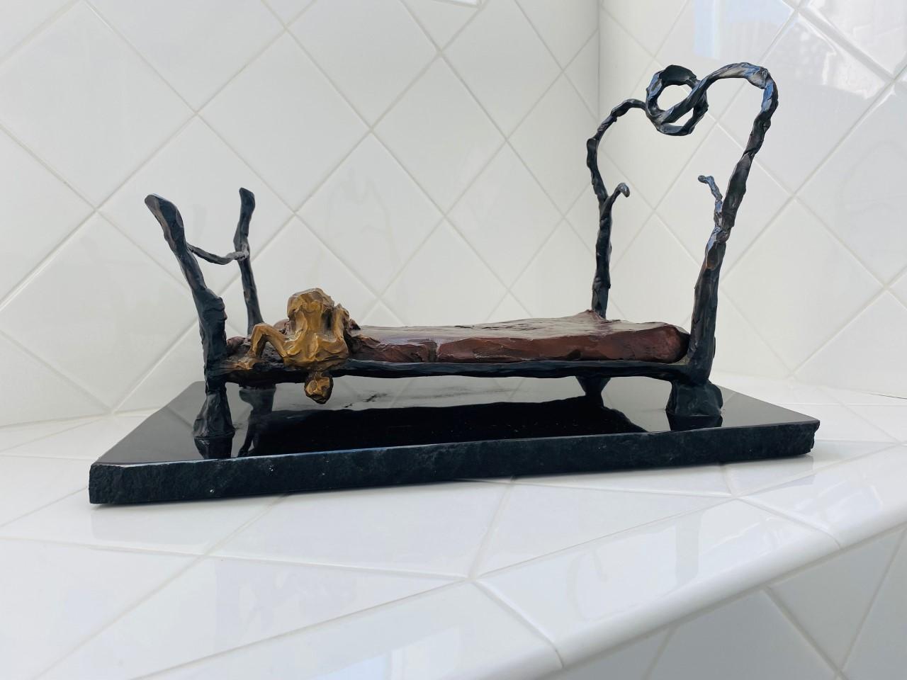 Late 20th Century Bronze Sculpture “Just Making Sure” by Linda Prokop For Sale