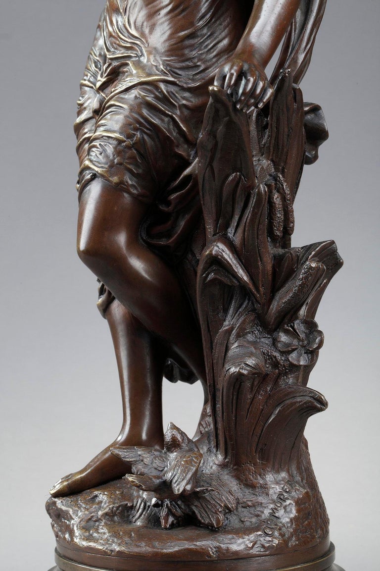 Bronze Sculpture, "La Baigneuse Aux Roseaux", Signed Auguste Moreau at