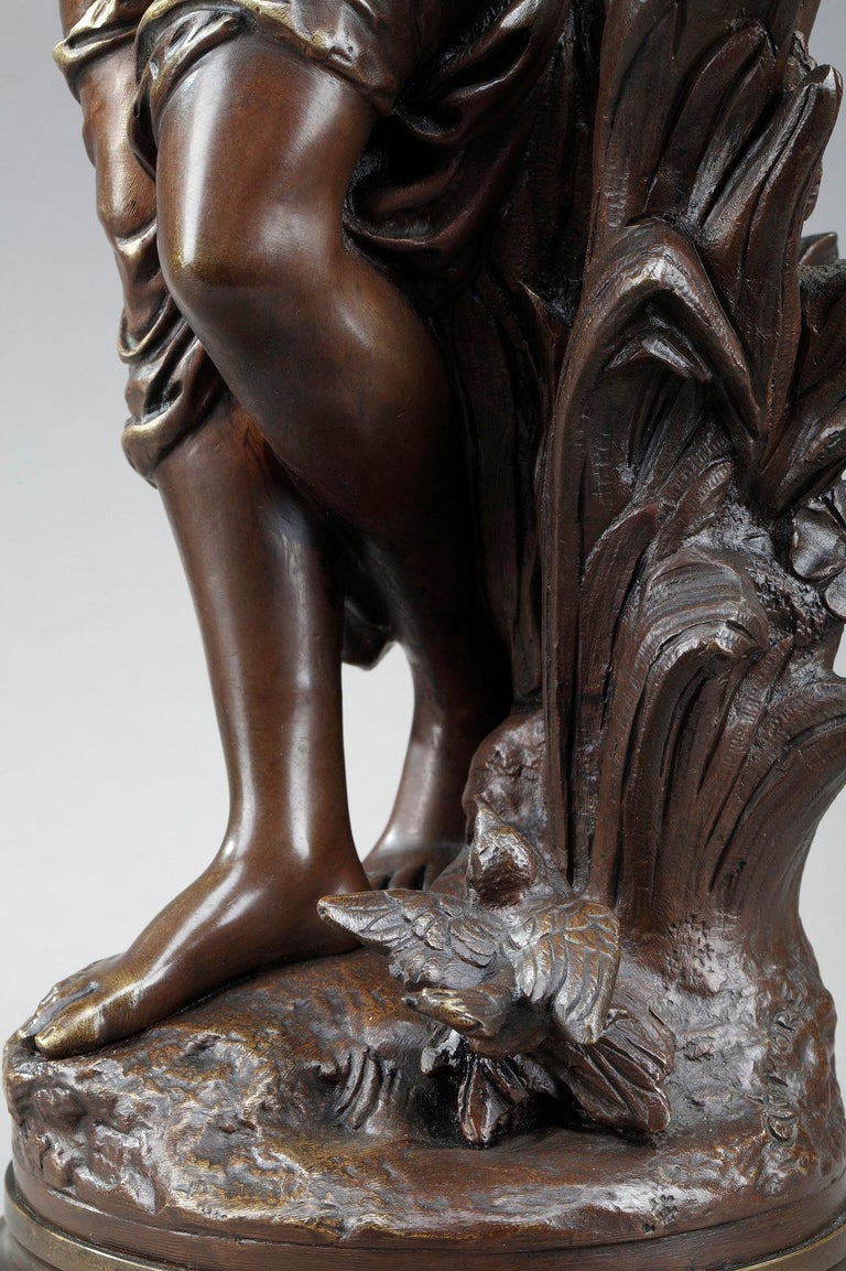 Bronze Sculpture, "La Baigneuse Aux Roseaux", Signed Auguste Moreau at