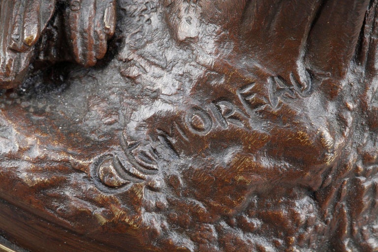 Bronze Sculpture, "La Baigneuse Aux Roseaux", Signed Auguste Moreau at