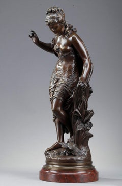 Sculpture en bronze, « La Baigneuse Aux Roseaux », signée Auguste Moreau