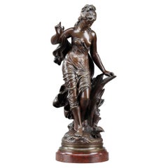 Sculpture en bronze, « La Baigneuse Aux Roseaux », signée Auguste Moreau