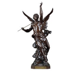 Sculpture en bronze "La pensée" d'Emile-Louis Picault