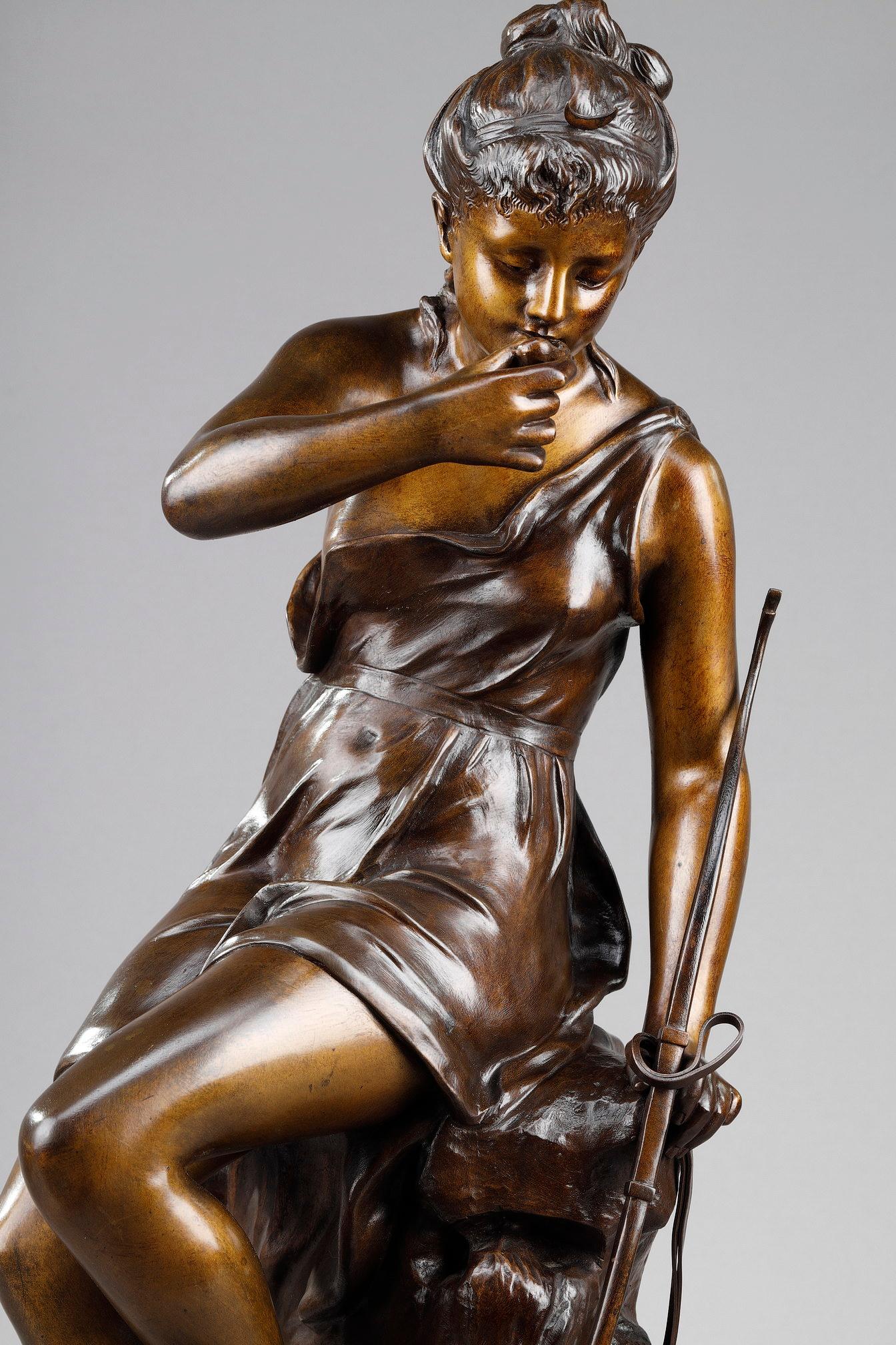 Bronze-Skulptur „La Source“ von Lucie Signoret-Ledieu, signiert (Patiniert) im Angebot