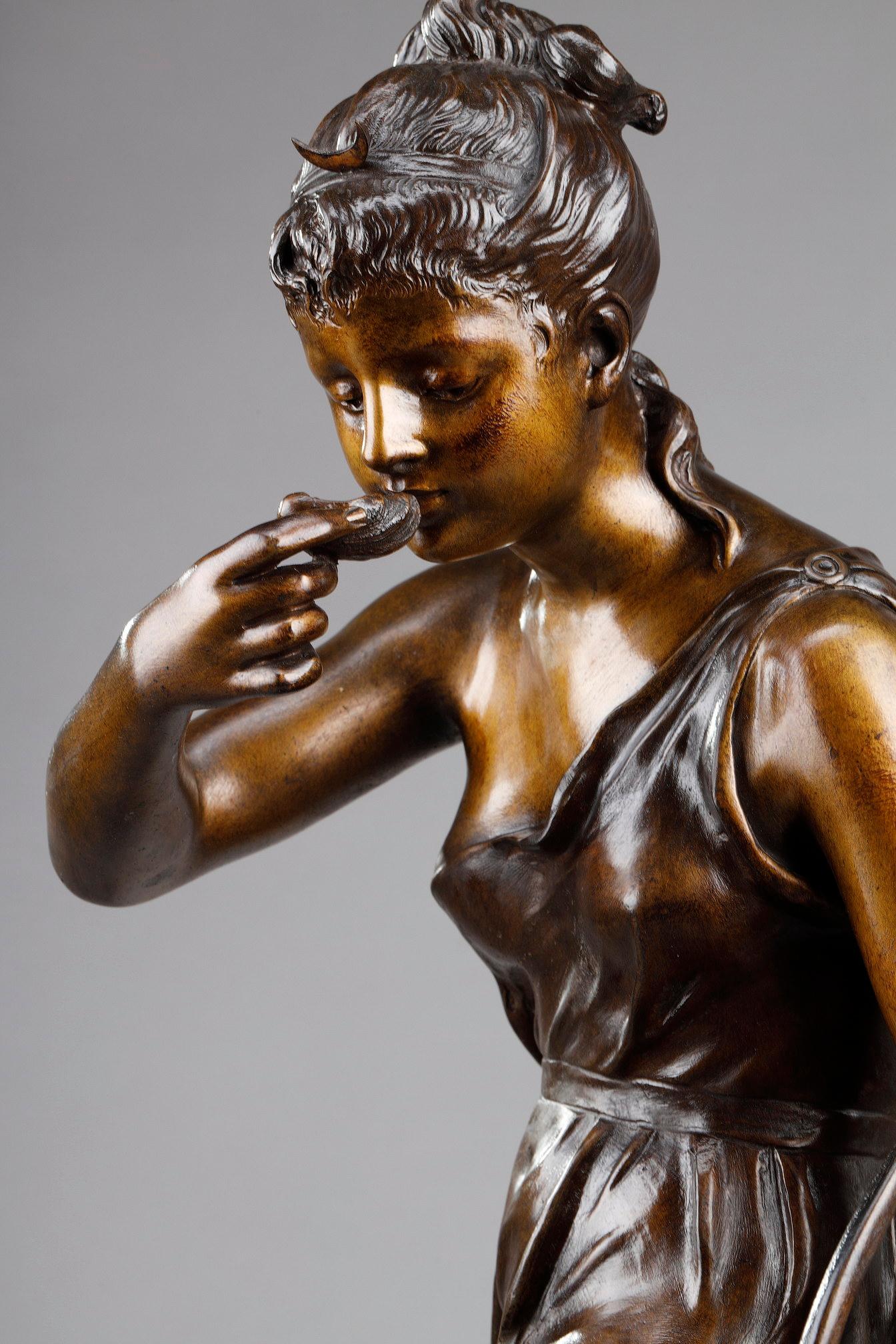 Bronze-Skulptur „La Source“ von Lucie Signoret-Ledieu, signiert (Spätes 19. Jahrhundert) im Angebot