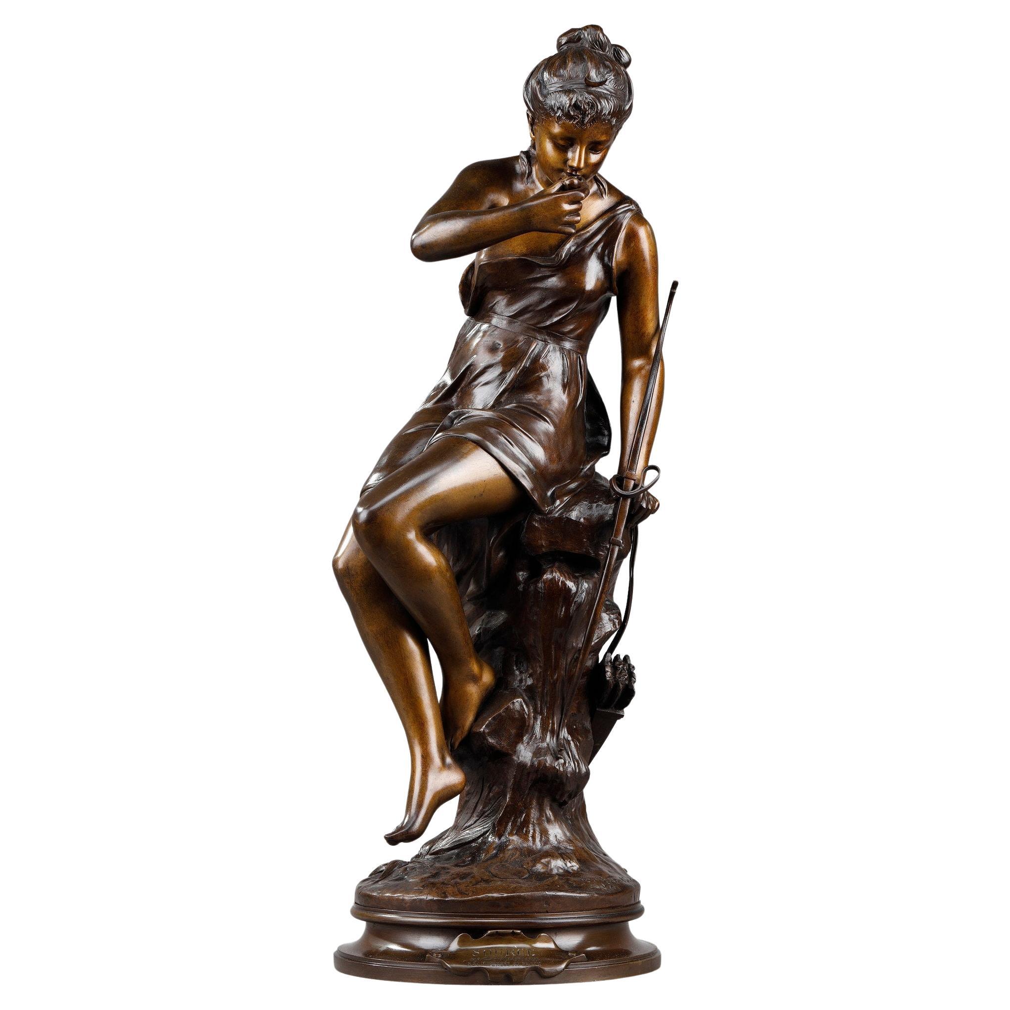 Bronze-Skulptur „La Source“ von Lucie Signoret-Ledieu, signiert