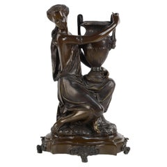 Vintage Bronze Sculpture, "Lady with amphora", 20th Century
