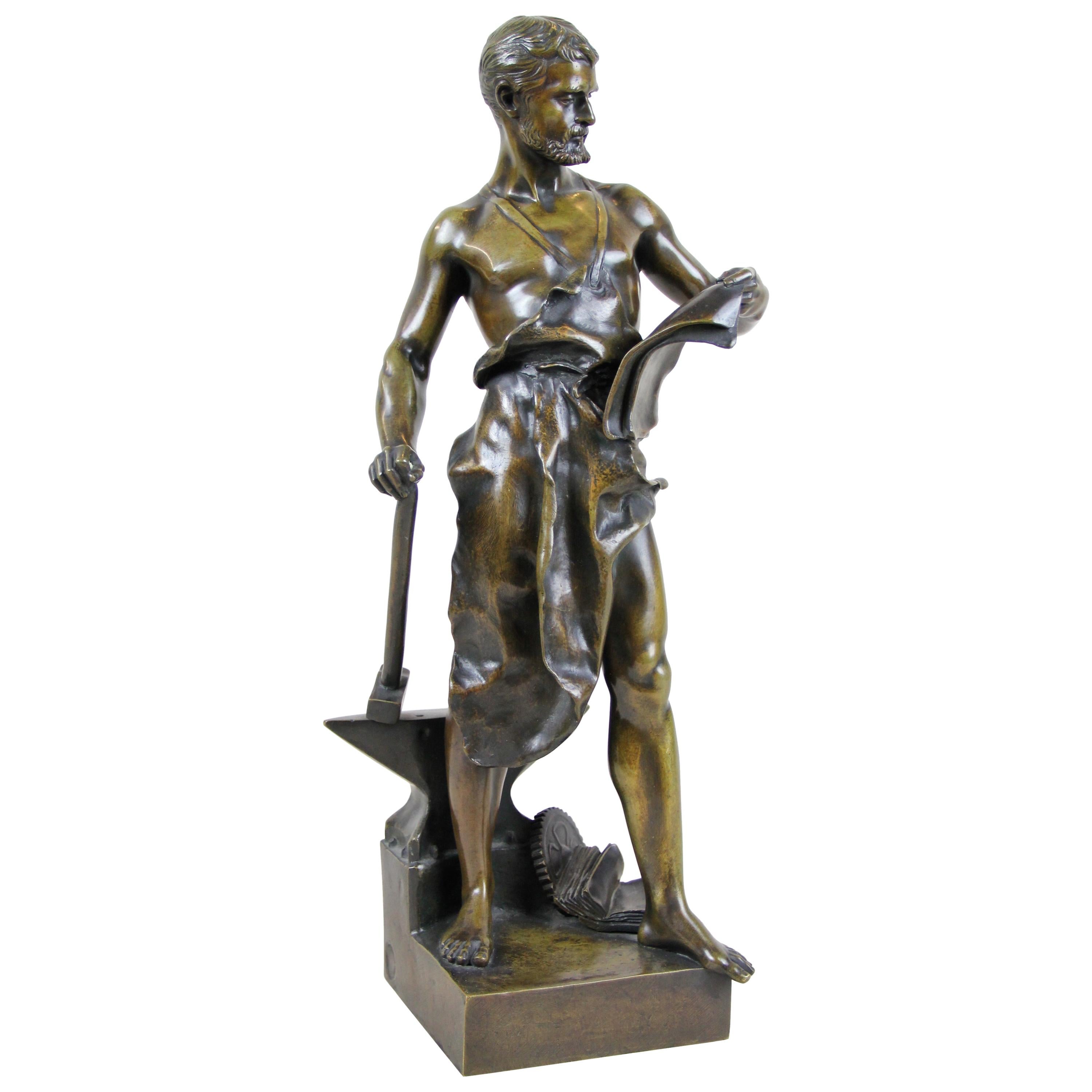 Bronze Sculpture "Le Forgeron" by J.B. Germain, France, circa 1900