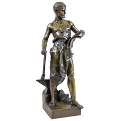 Bronze Sculpture "Le Forgeron" by J.B. Germain, France, circa 1900