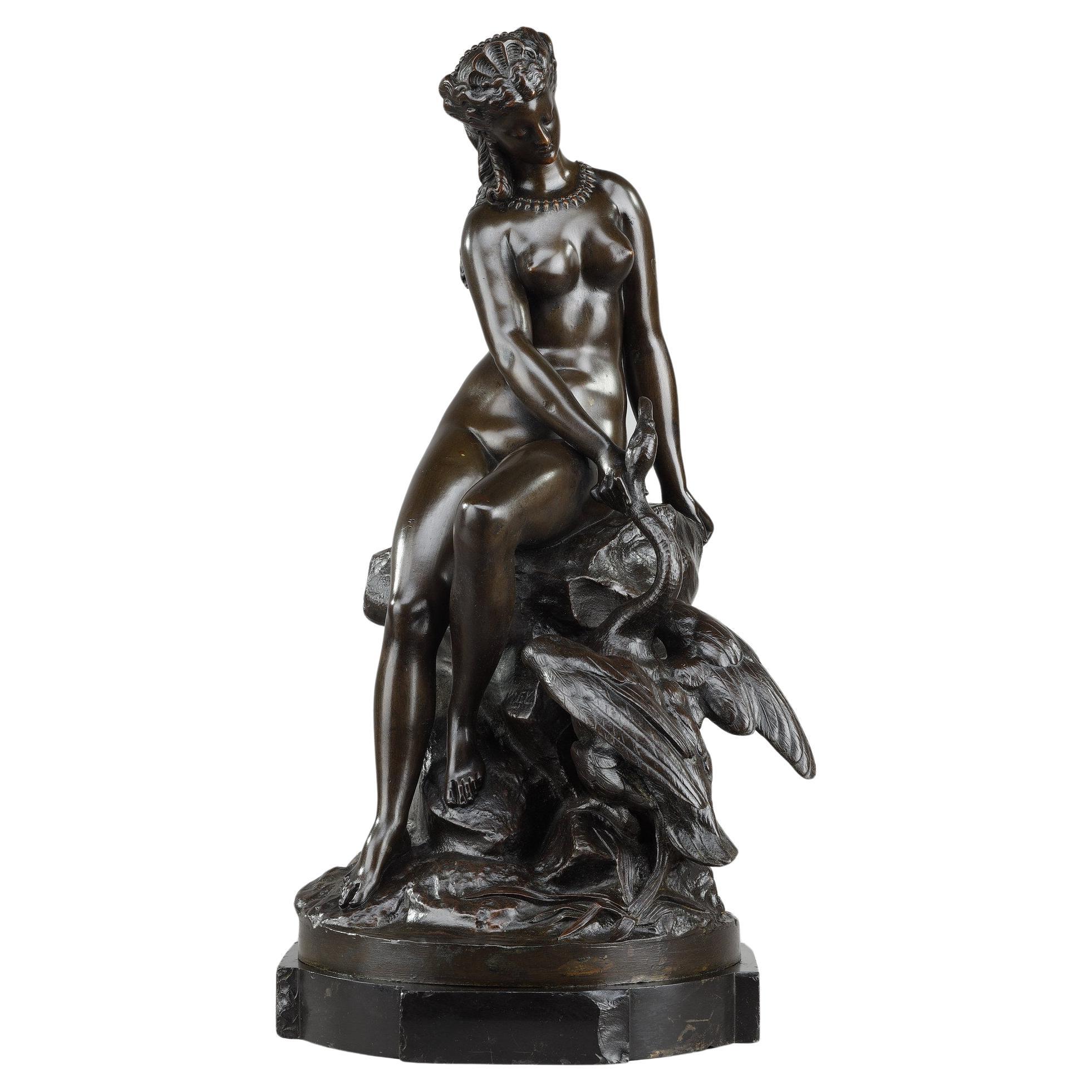 Bronze sculpture "Leda and the Swan" by Louis Kley For Sale