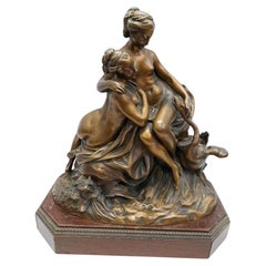 Sculpture en bronze "Leda & The Swan" Base en Wood, Etienne Maurice Falconet