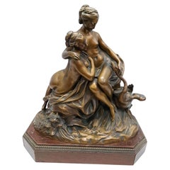 Escultura de bronce "Leda y el cisne" Base de madera, Etienne Maurice Falconet
