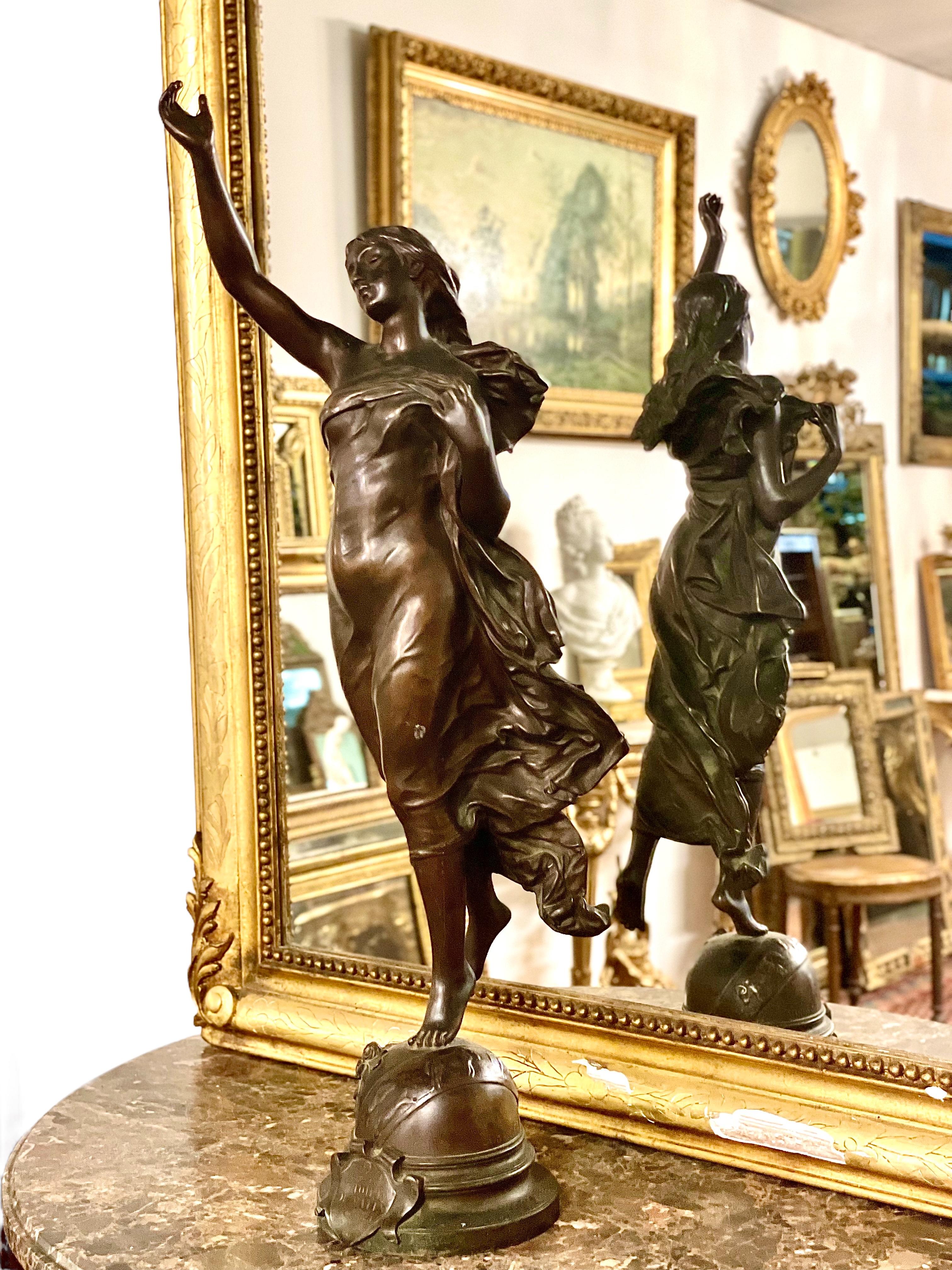 By Adrien Gaudez 19th Century Tall French Bronze Sculpture, 'L'Etoile Du Matin'  For Sale 7