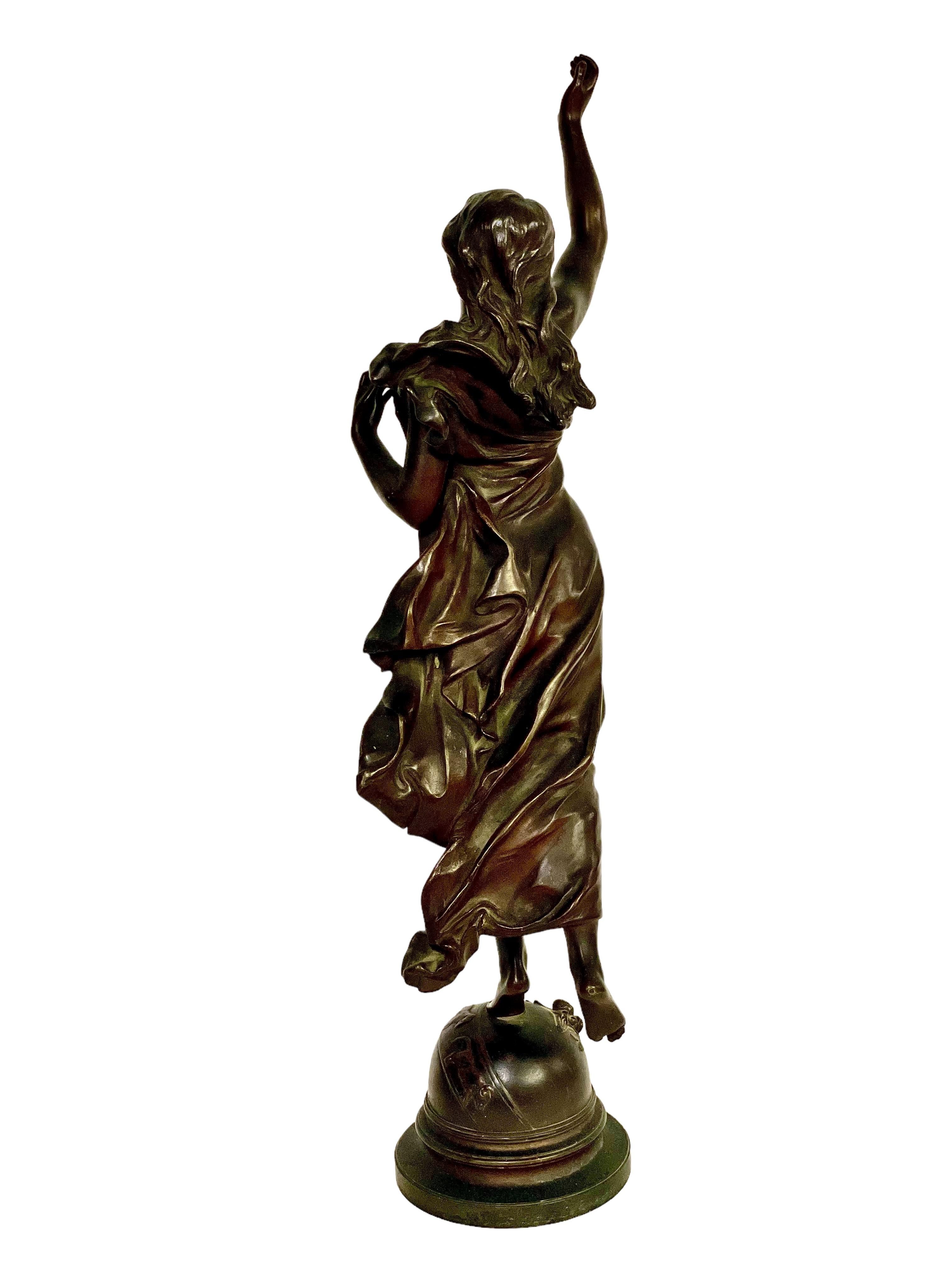 By Adrien Gaudez 19th Century Tall French Bronze Sculpture, 'L'Etoile Du Matin'  For Sale 1