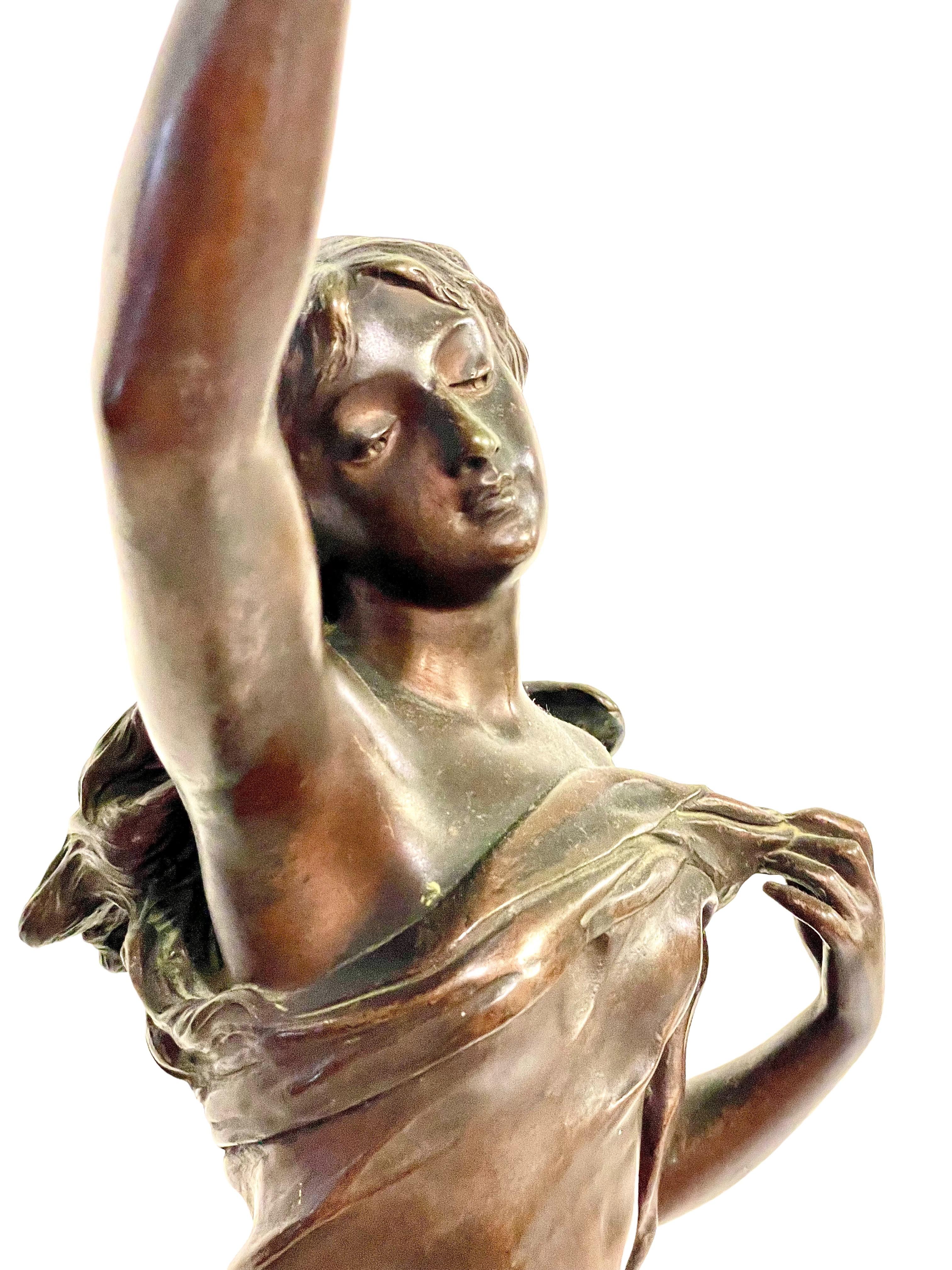 By Adrien Gaudez 19th Century Tall French Bronze Sculpture, 'L'Etoile Du Matin'  For Sale 2