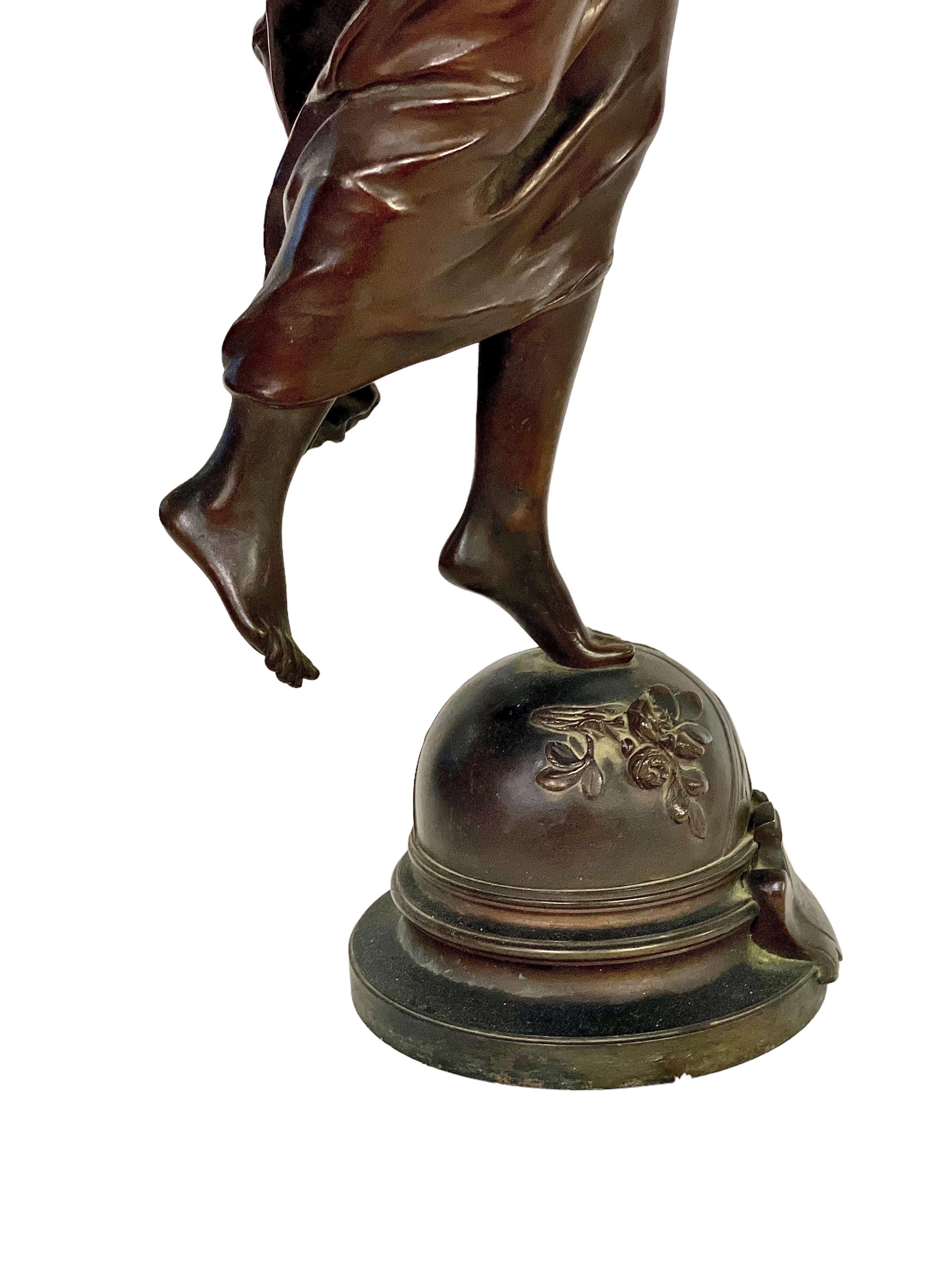 By Adrien Gaudez 19th Century Tall French Bronze Sculpture, 'L'Etoile Du Matin'  For Sale 5