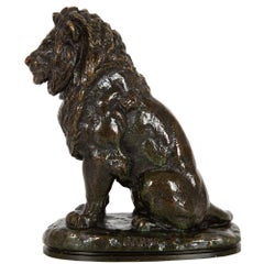 Bronze Sculpture “Lion Assis No. 2”, Antoine Louis Barye, circa 1880