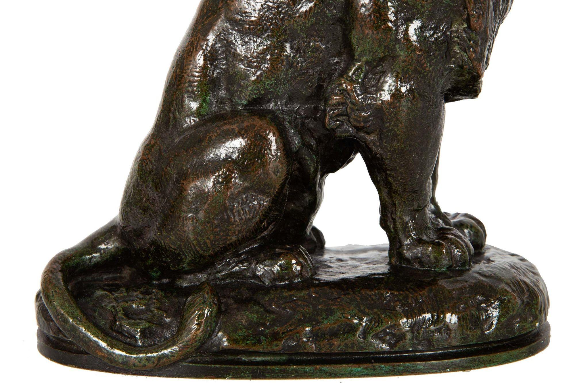 Bronze Sculpture “Lion Assis No. 2”, Antoine Louis Barye, circa 1880 For Sale 3