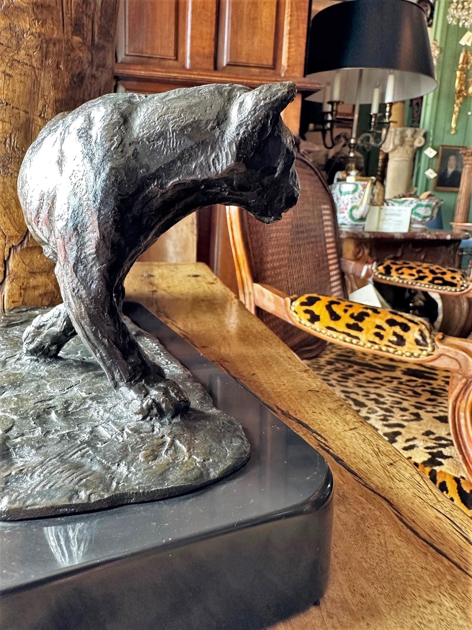 Bronze Sculpture Lioness / Roger Godchaux Jewish Artist & Susse Lost Wax Bibelot In Excellent Condition For Sale In West Hollywood, CA