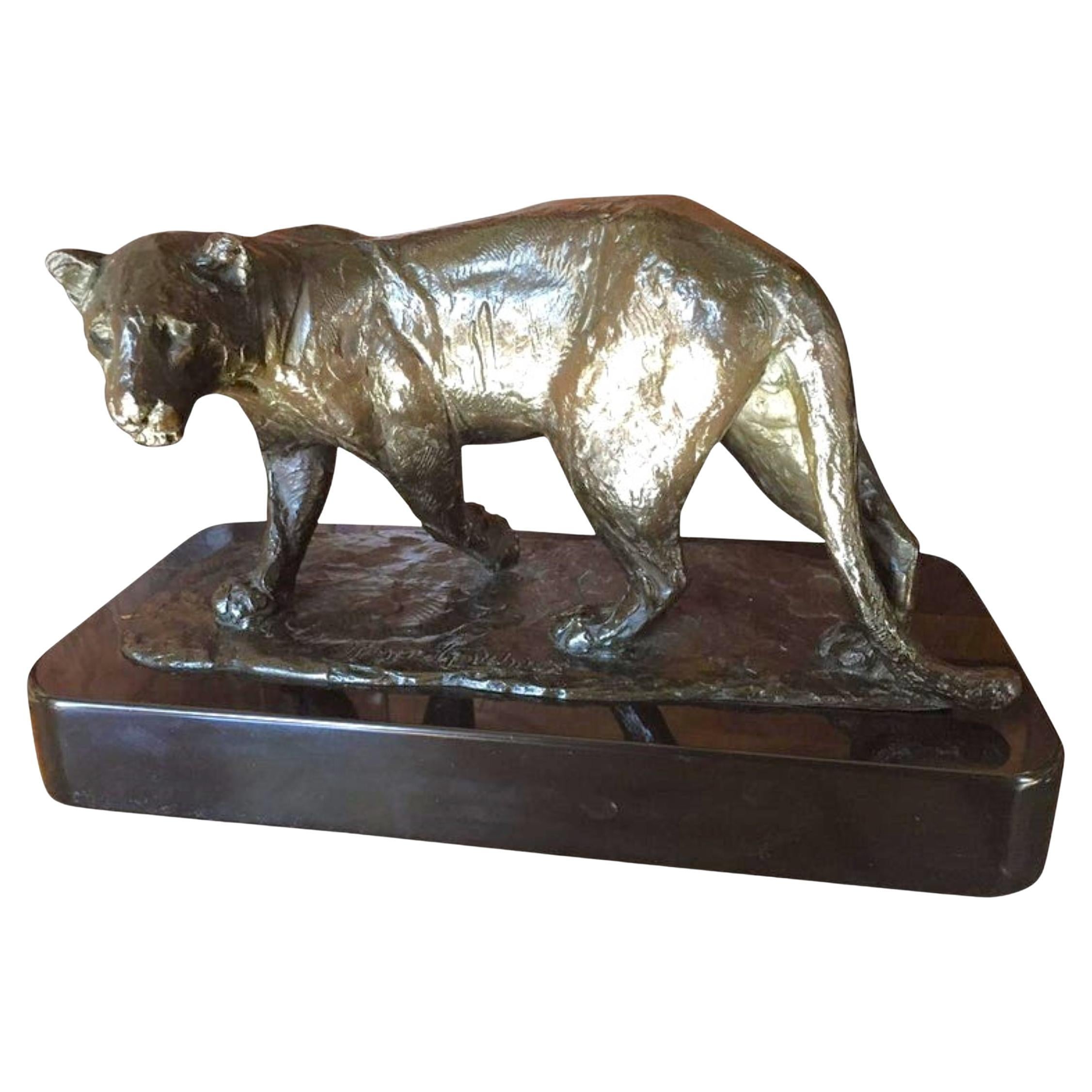 Bronzeskulptur Löwe / Roger Godchaux Jewish Artist & Susse Lost Wax Bibelot, Bronzeskulptur Löwe im Angebot