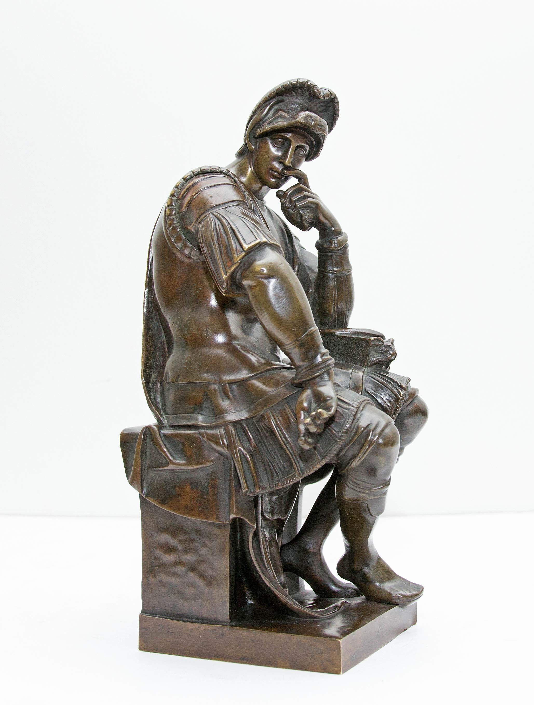European Bronze Sculpture Lorenzo De Medici after Michelangelo 19th Century Grand Tour