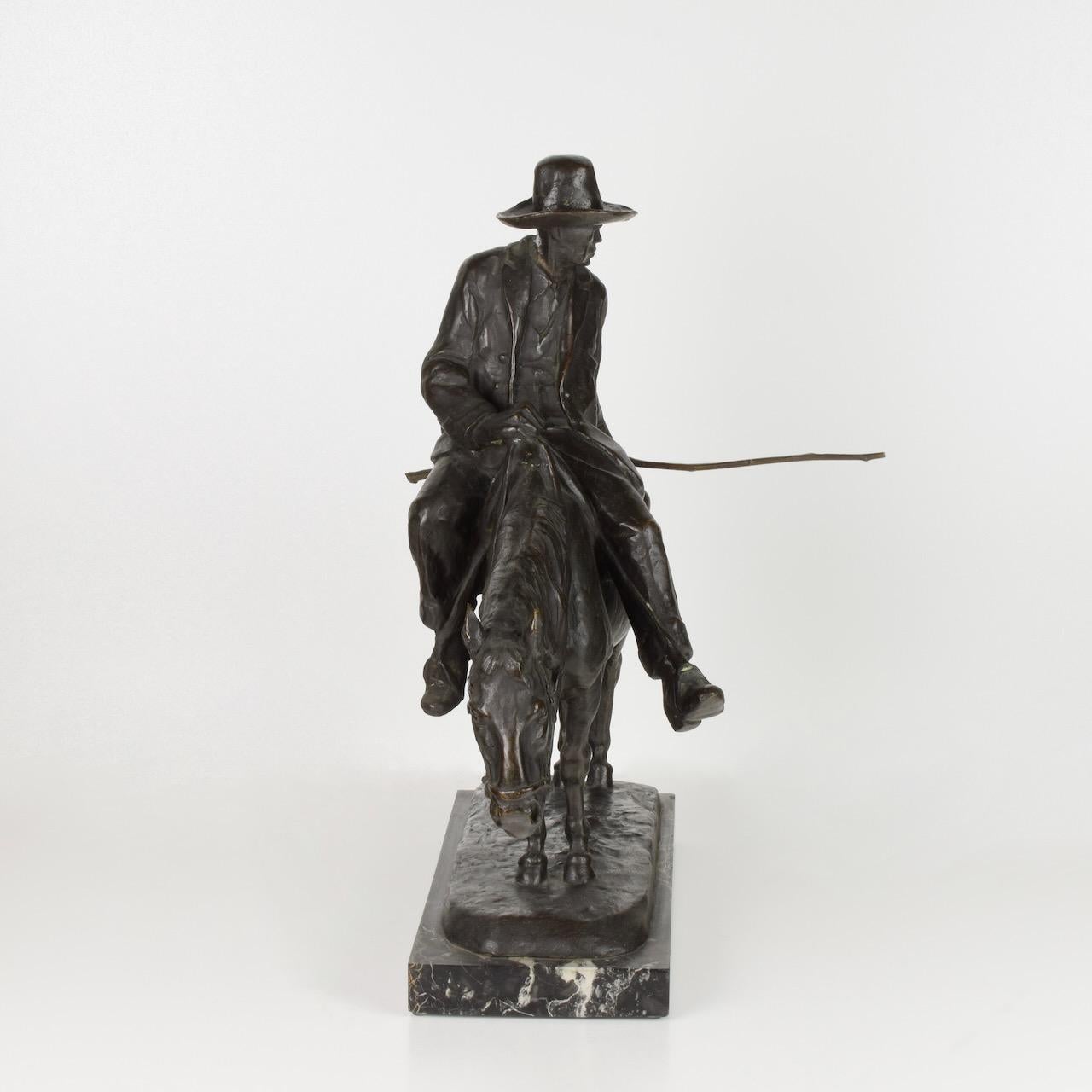 Bronze-Skulptur „Man auf Pferd“ von Giulio Cipriani (Italienisch) im Angebot